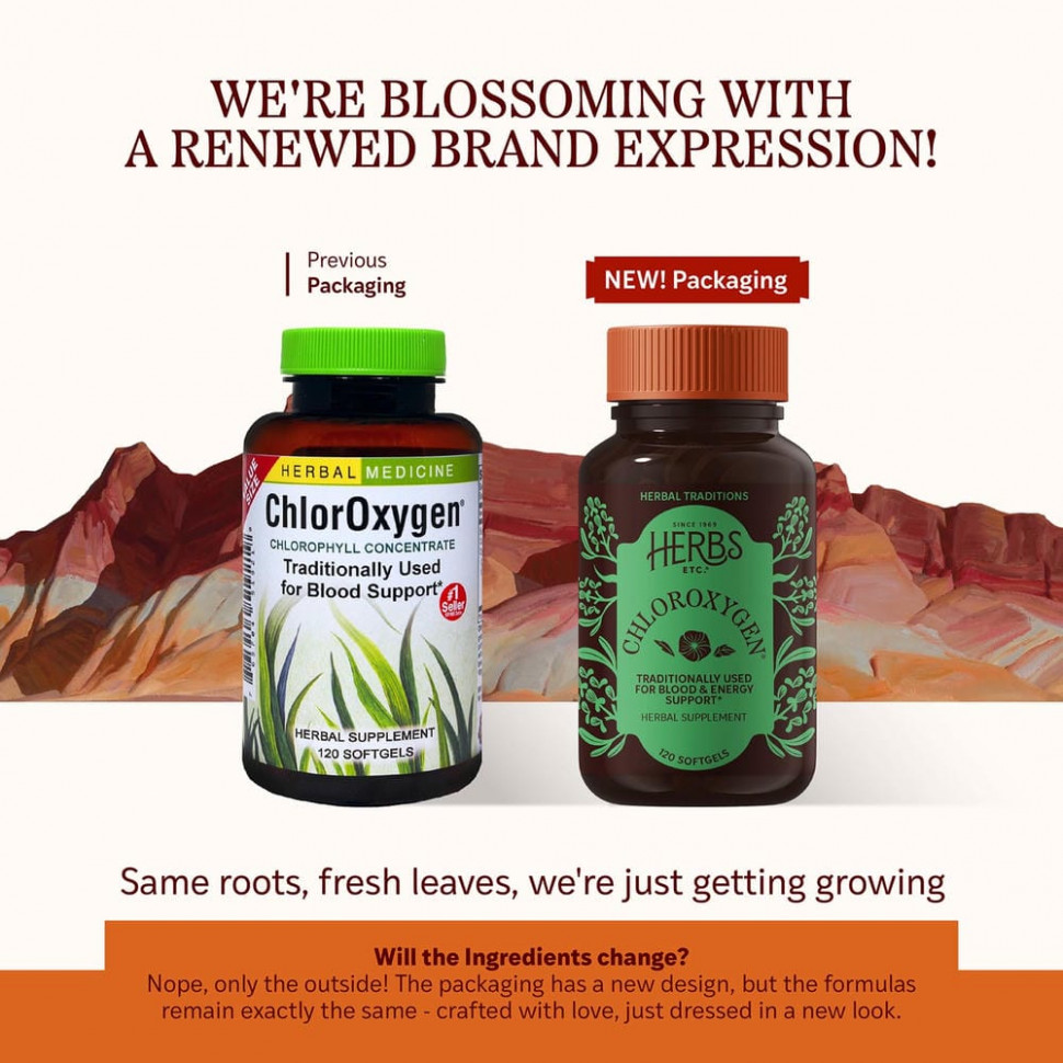 Herbs Etc., ChlorOxygen, концентрат хлорофилла, 120 мягких таблеток быстрого действия