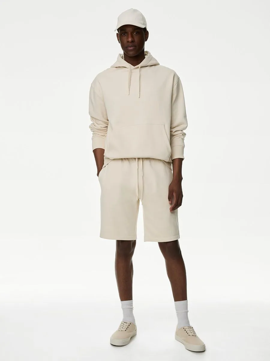 MARKS & SPENCER Men Shorts Cotton Rich Oversized Jersey NZ_Ecru