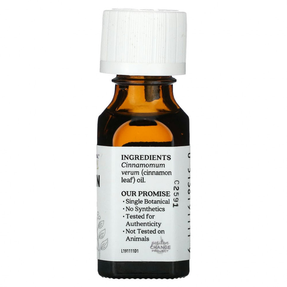 Aura Cacia, 100%-ное чистое эфирное масло, масло из листьев корицы, восстанавливающее, 0,5 жидких унций (15 мл)