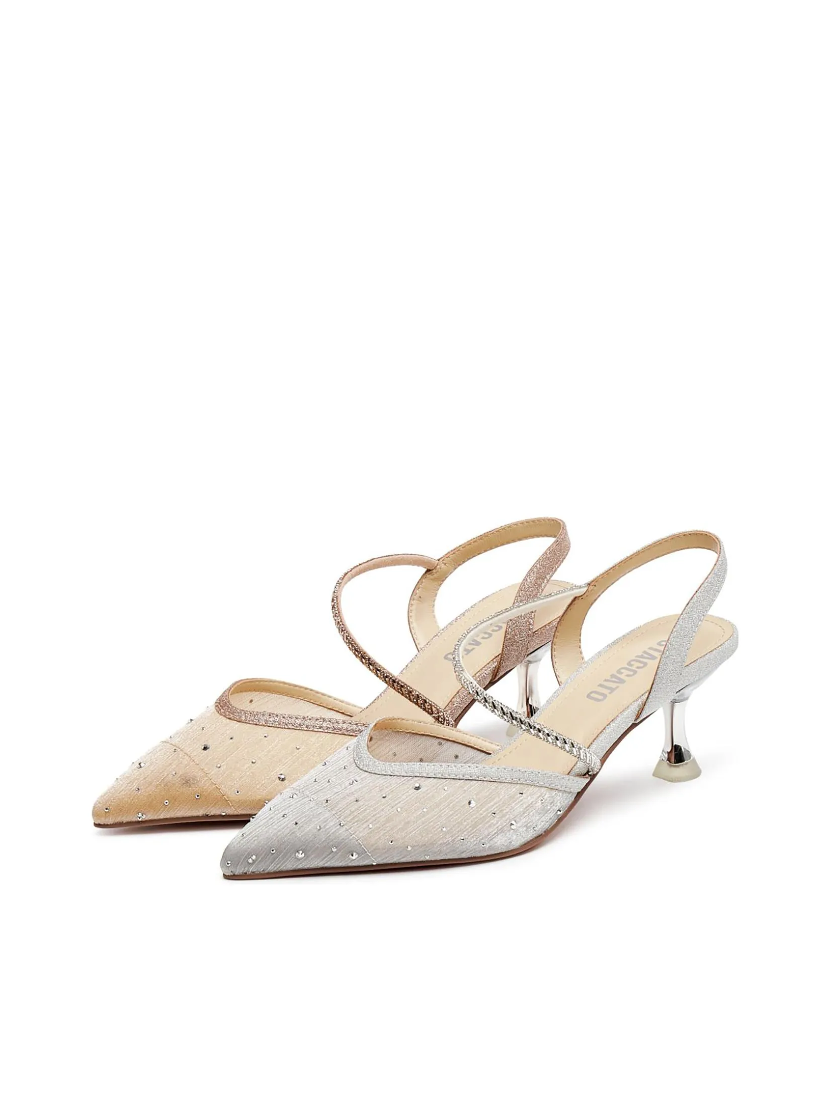 STACCATO Women Pump Crystal Strap Pointed Toe Silver