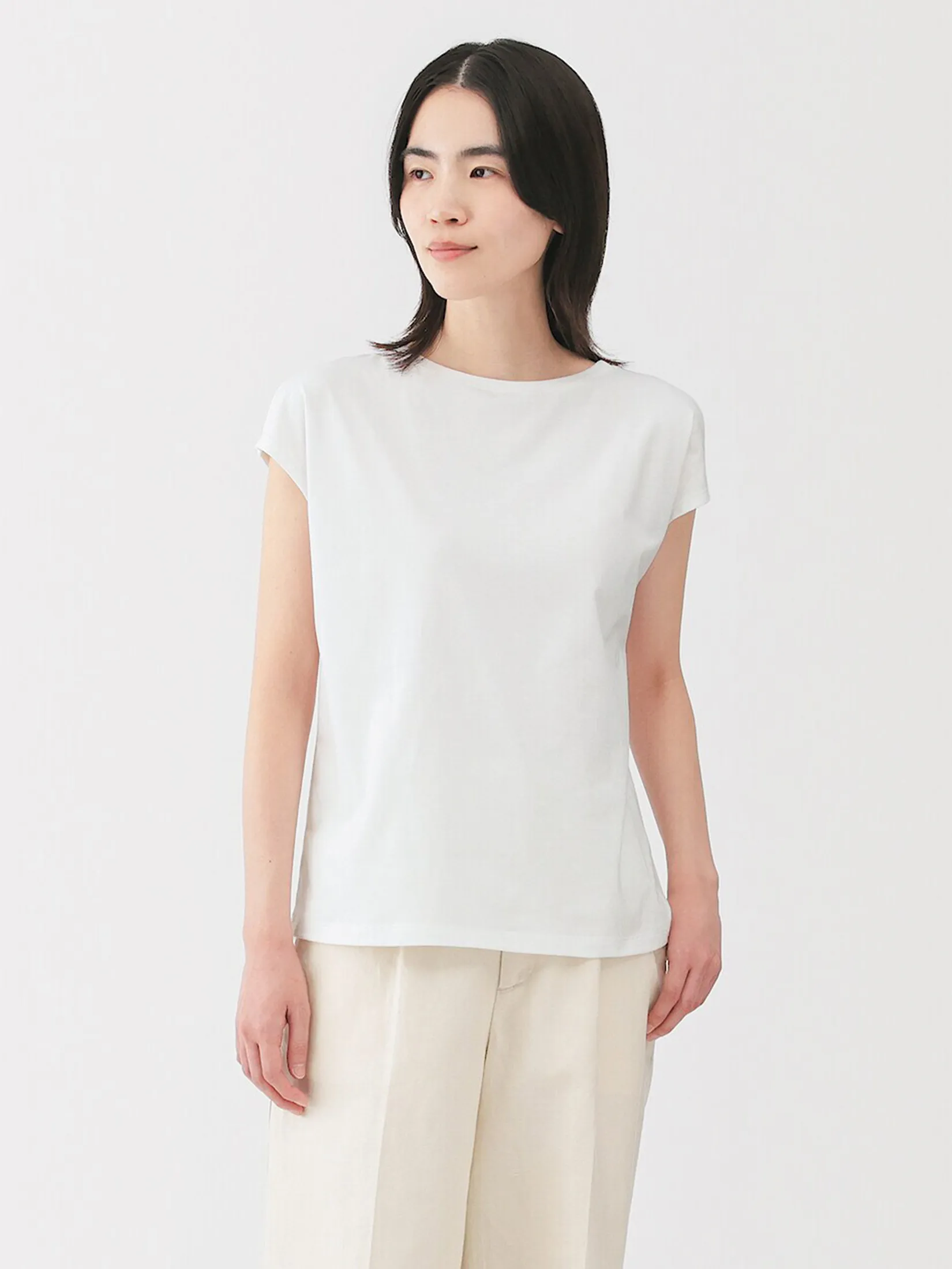 MUJI Women T-Shirt French Sleeve Jersey