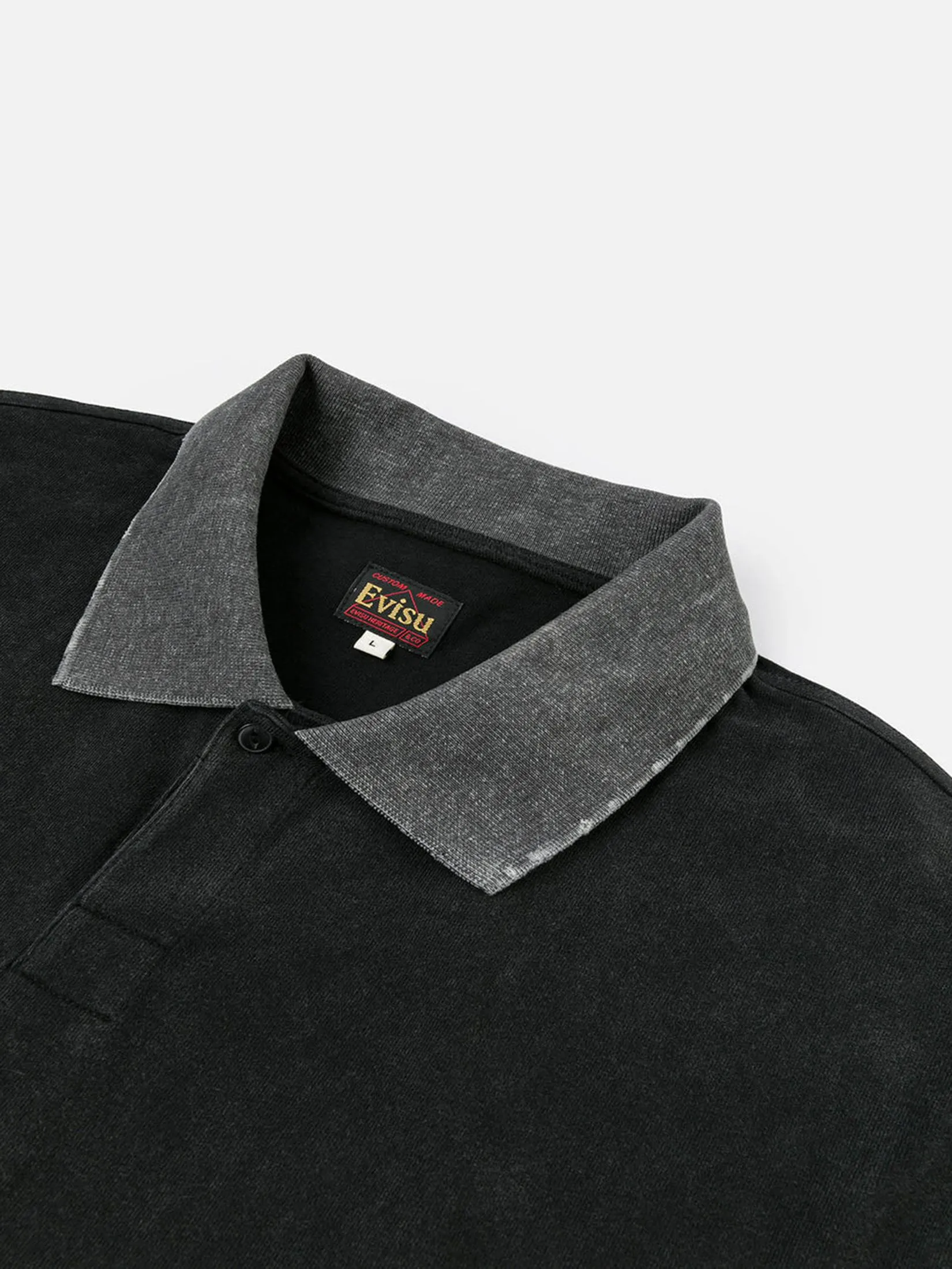 EVISU Men T-Shirt Long-Sleeve Seagull Appliqué Relax Fit Charcoal