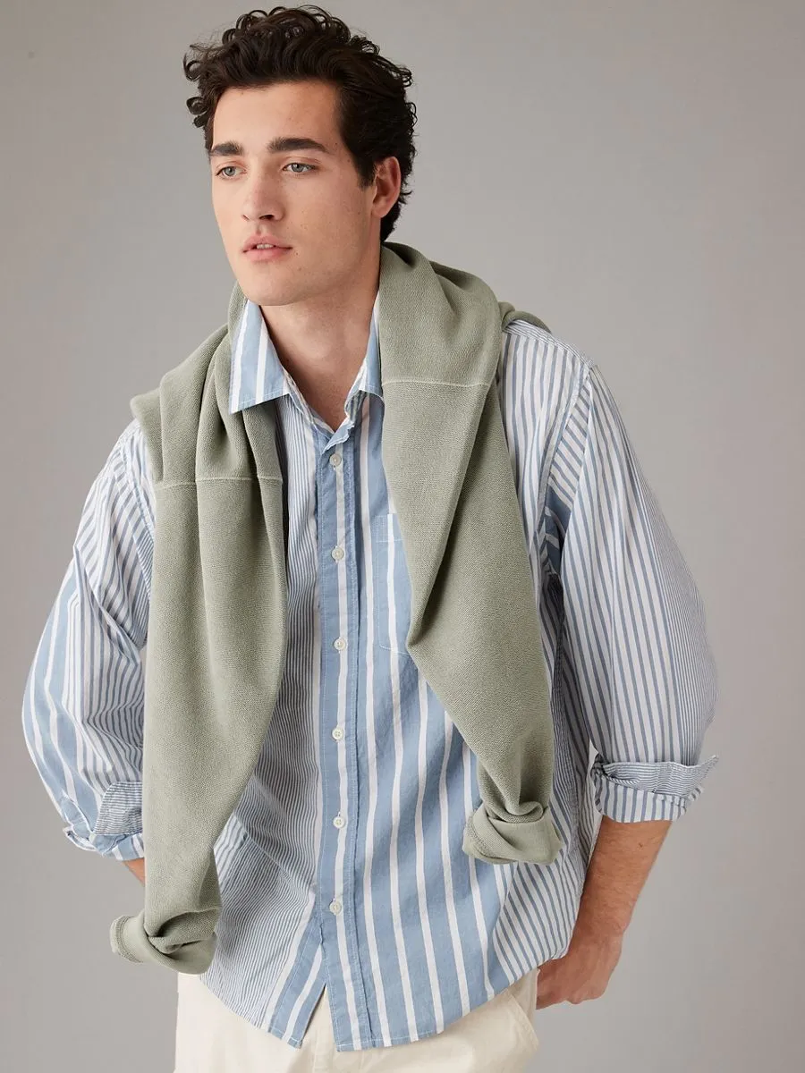 AMERICAN EAGLE MEN SADE STRIPE OVERSIZED CSC POPLIN SHIRT 406 HORIZON SKY