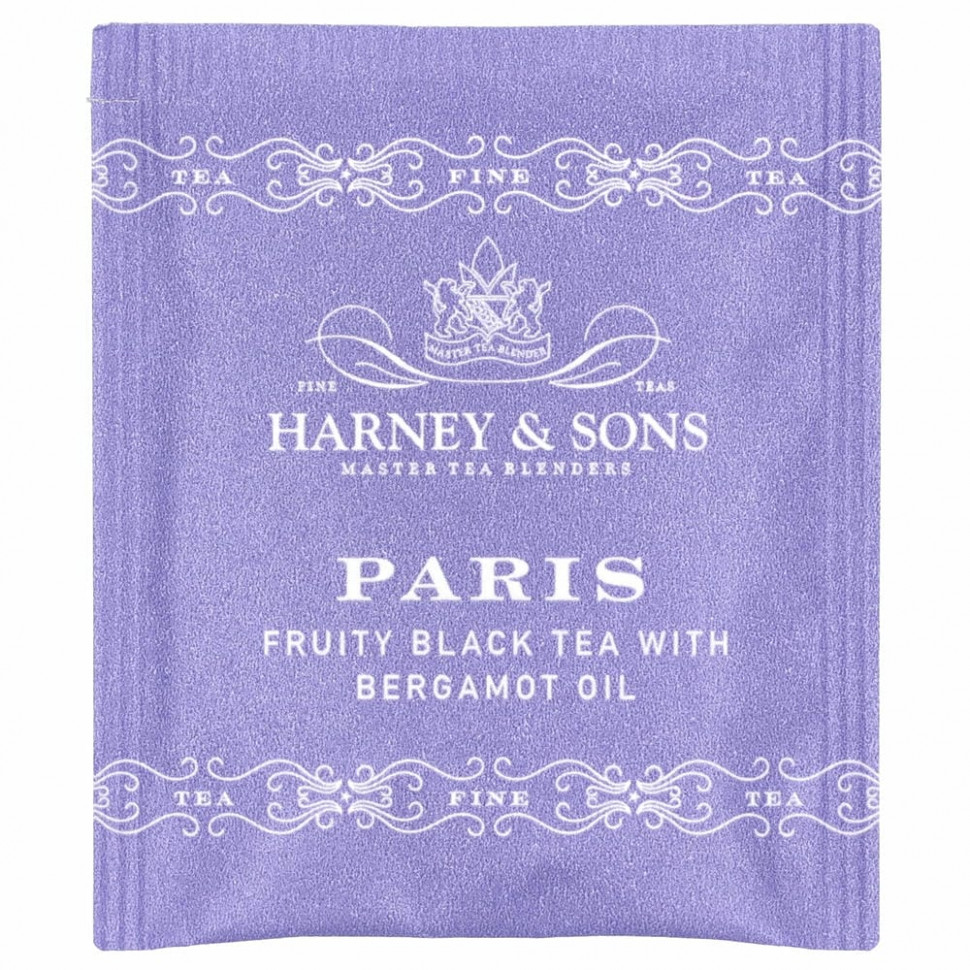 Harney & Sons, Paris, Черный фруктовый чай с бергамотом, 50 чайных пакетиков, 3,17 унции (90 г)