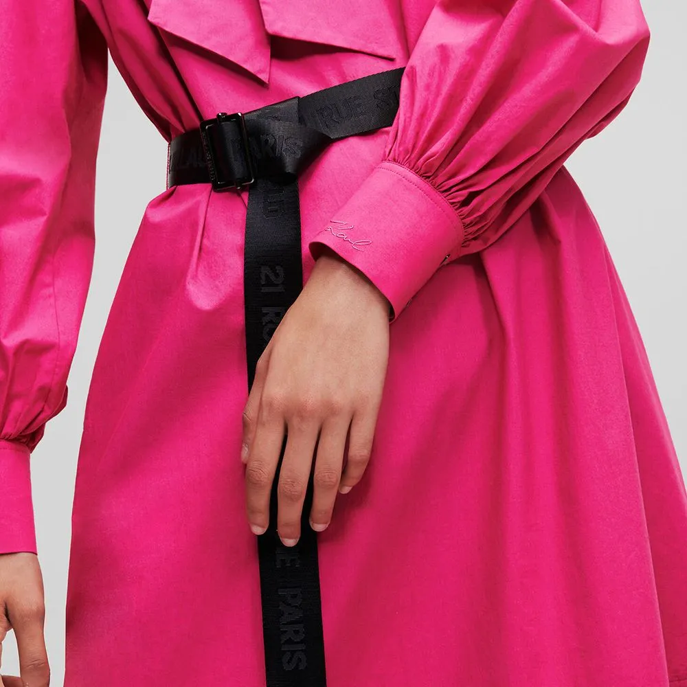 KARL LAGERFELD KL Pleated Hem Shirt Dress Fuchsia