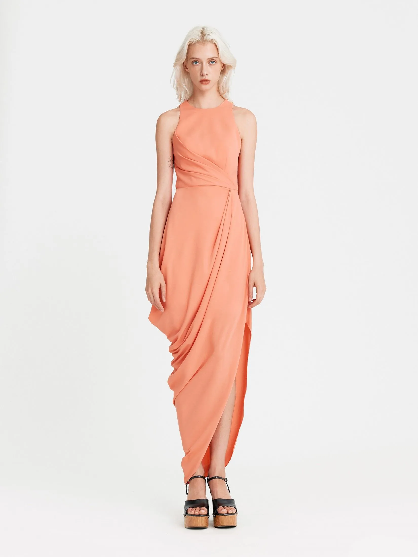 ASV (AW24)Ashly Draped Women Dress Orange
