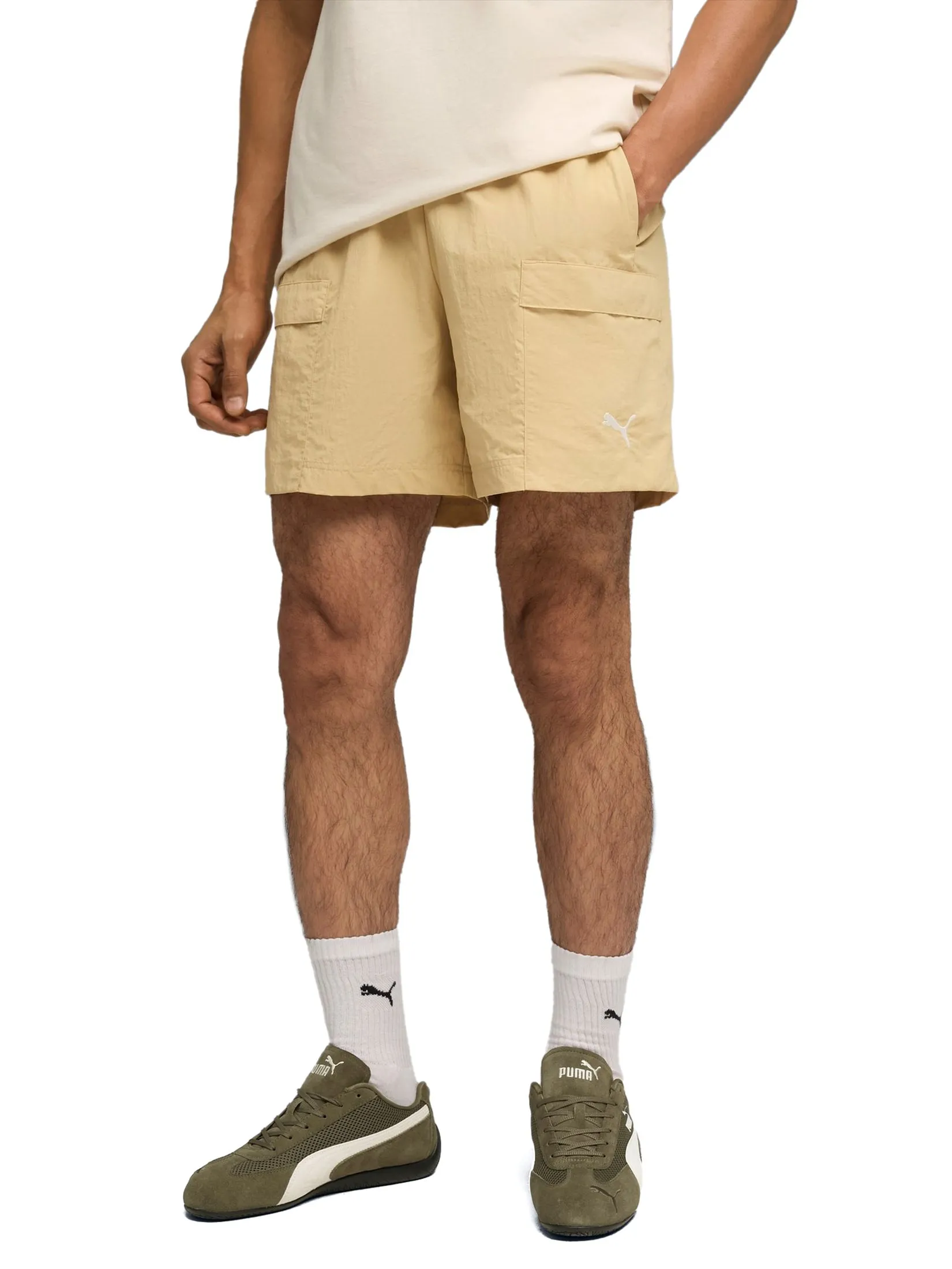 PUMA Men Cargo Shorts 6" Wardrobe Essentials Relaxed 629656-92 Pebble Path Size - L