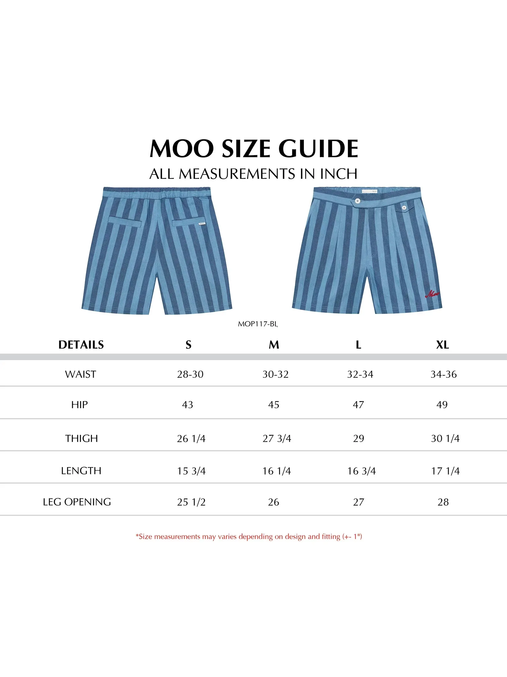 MOO [MOO 5/25] Striped Denim Shorts Blue