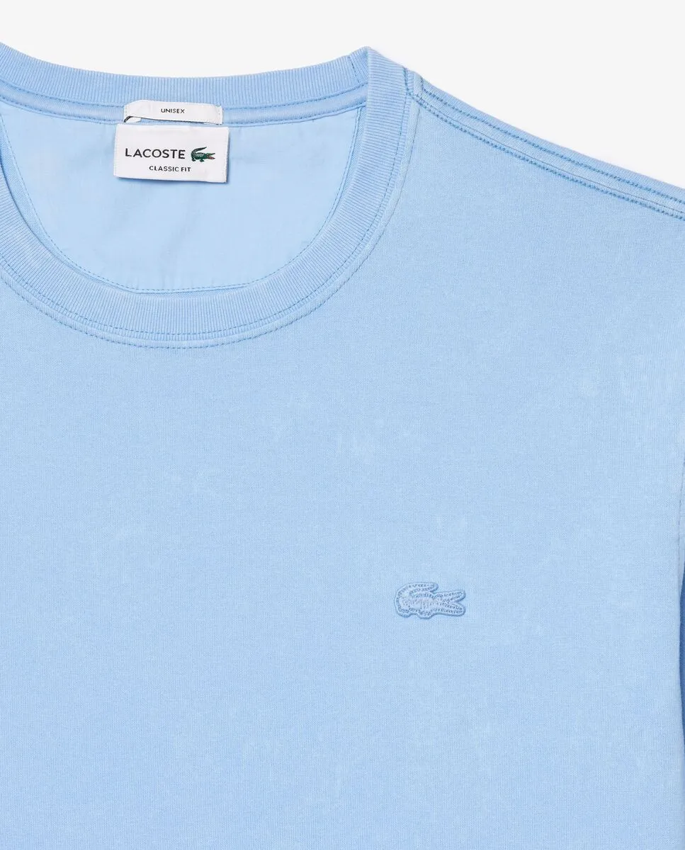 LACOSTE Washed Effect Heavy Cotton T-shirt Blue