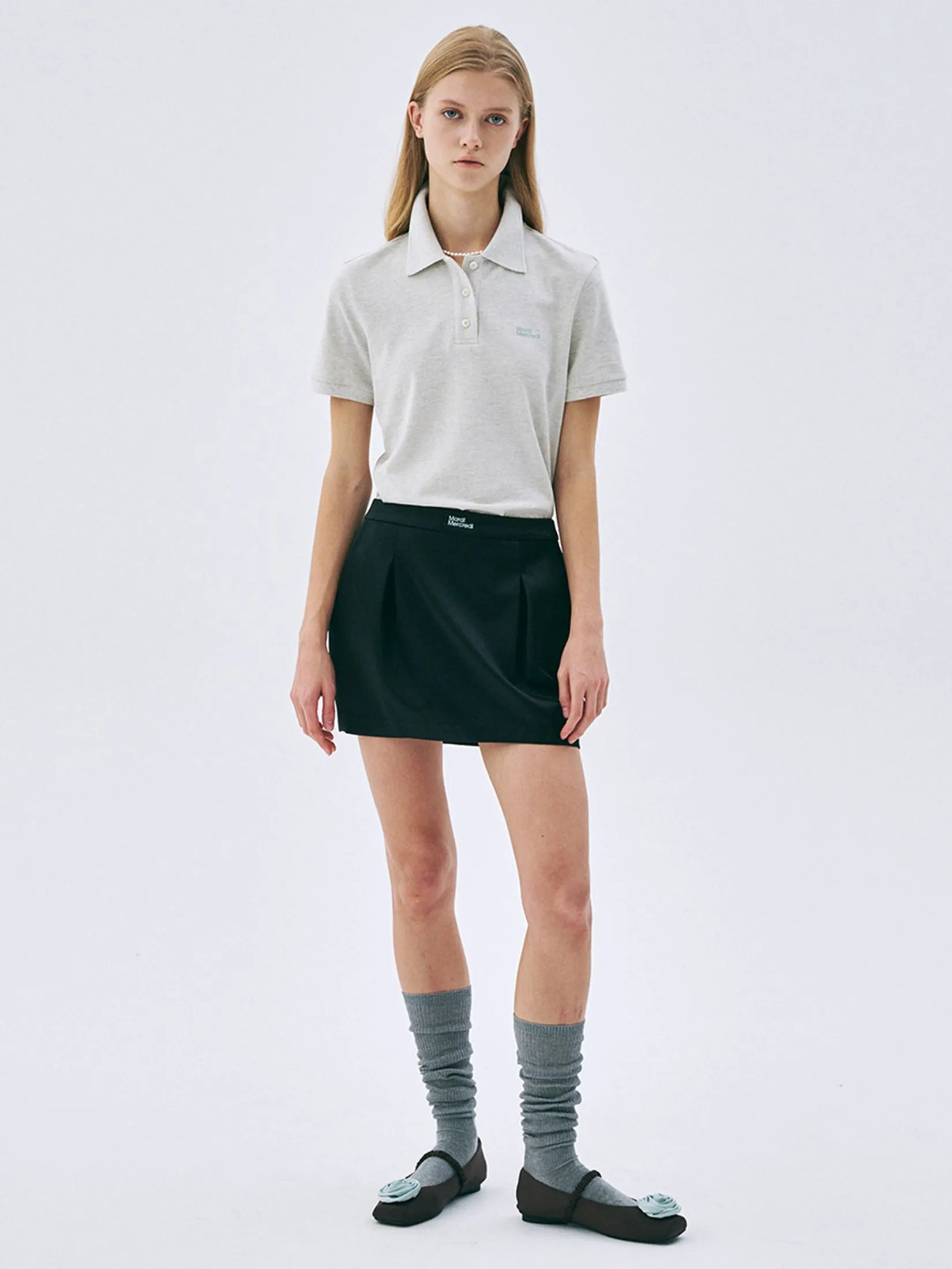 MARDI MERCREDI Satin Mini Pegged Skirt Black S