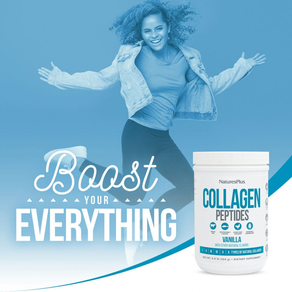 NaturesPlus, Пептиды коллагена, ваниль, 364 г (0,8 фунта)