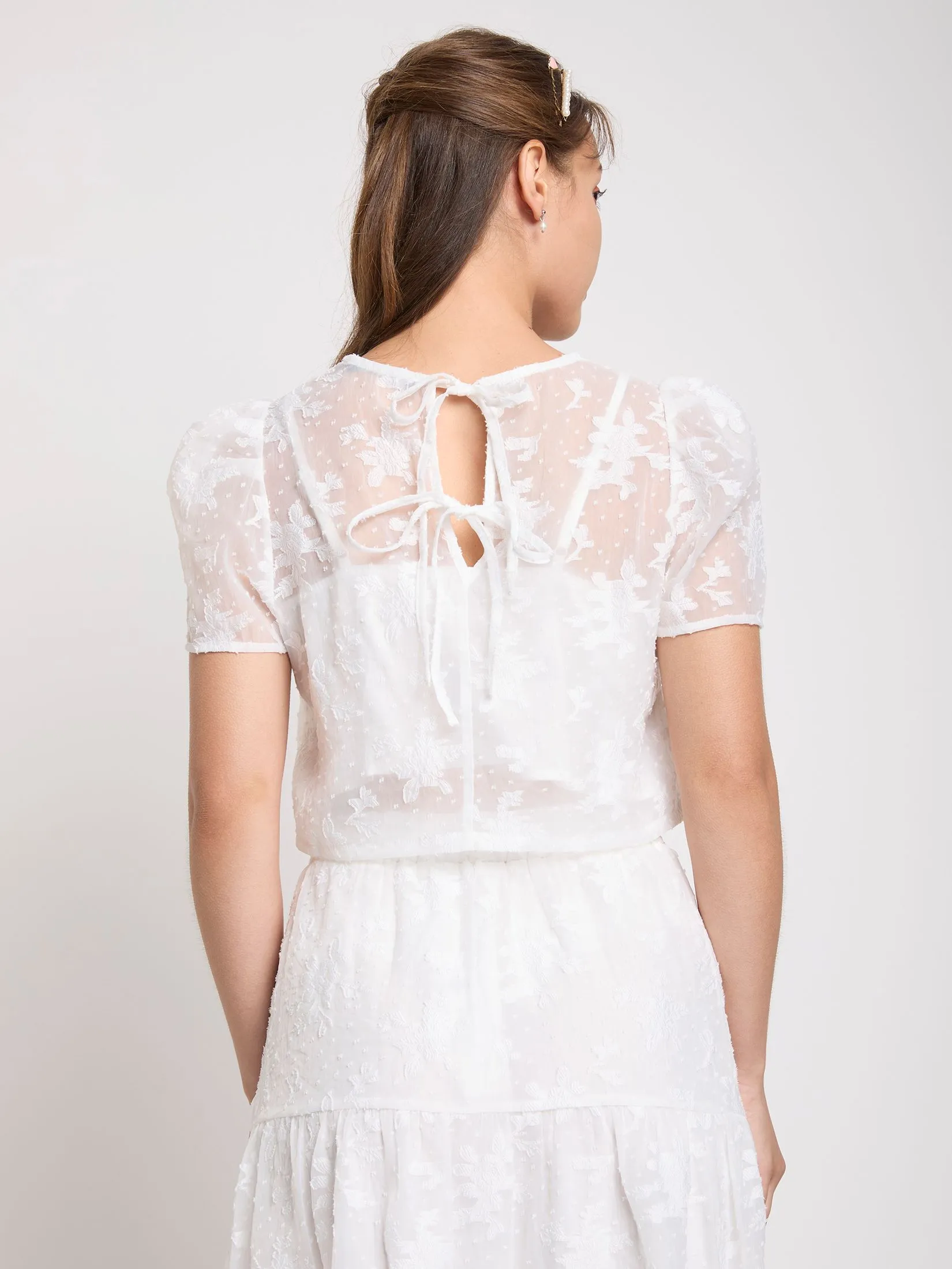 LOLITA Women Crop Top Short Sleeve Chiffon