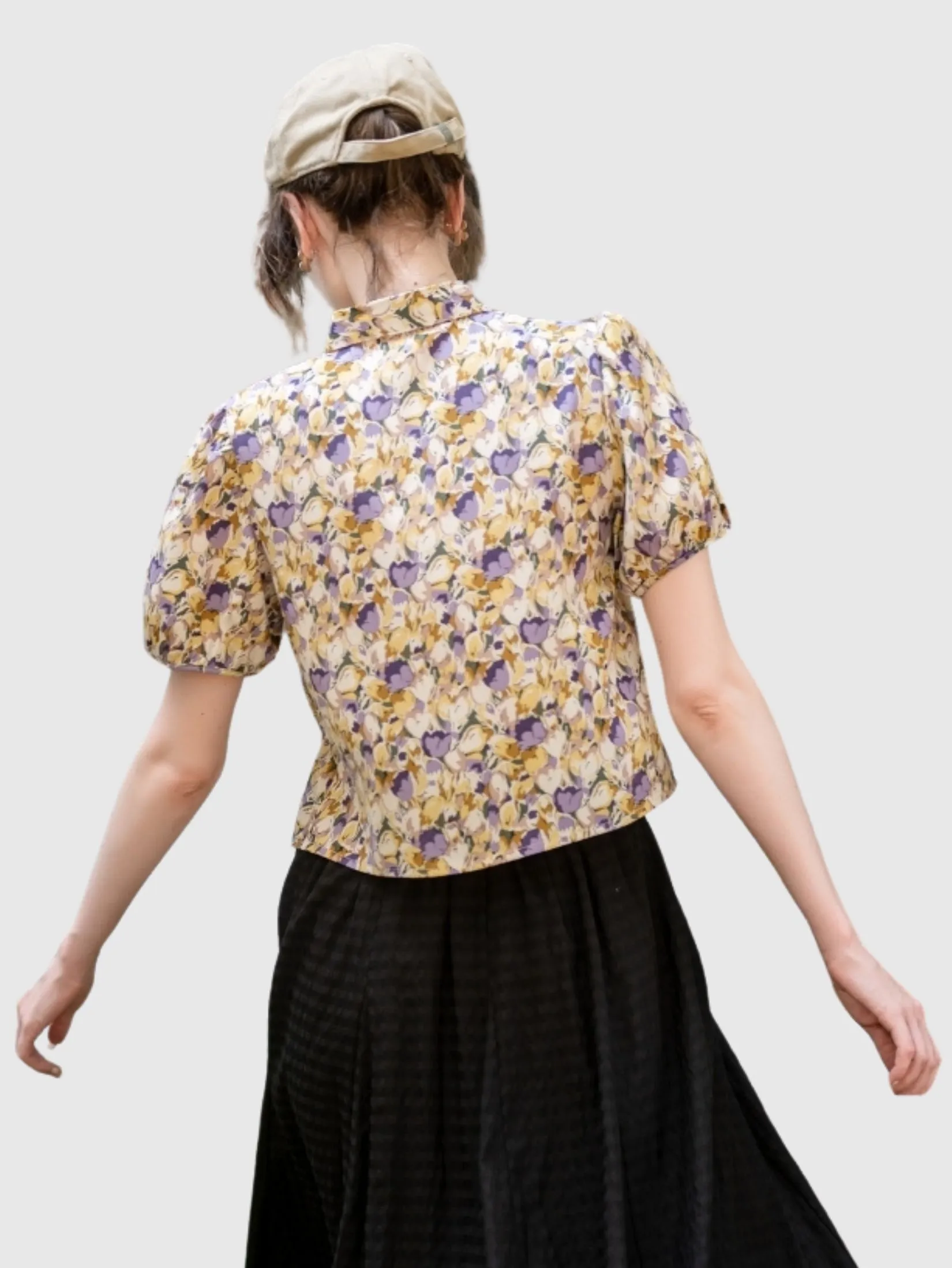 AMILA Women Shirt Short Sleeves Peach Skin Violet