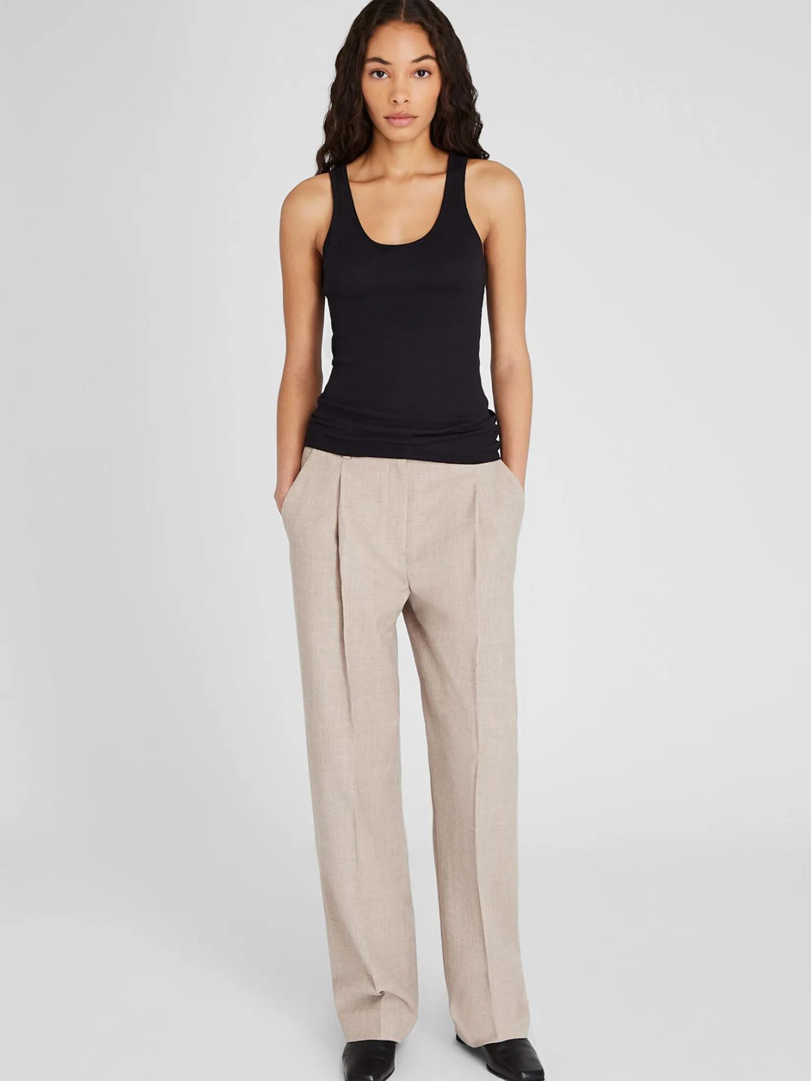 CLUB MONACO Women Tank Ribbed Cotton Scoop