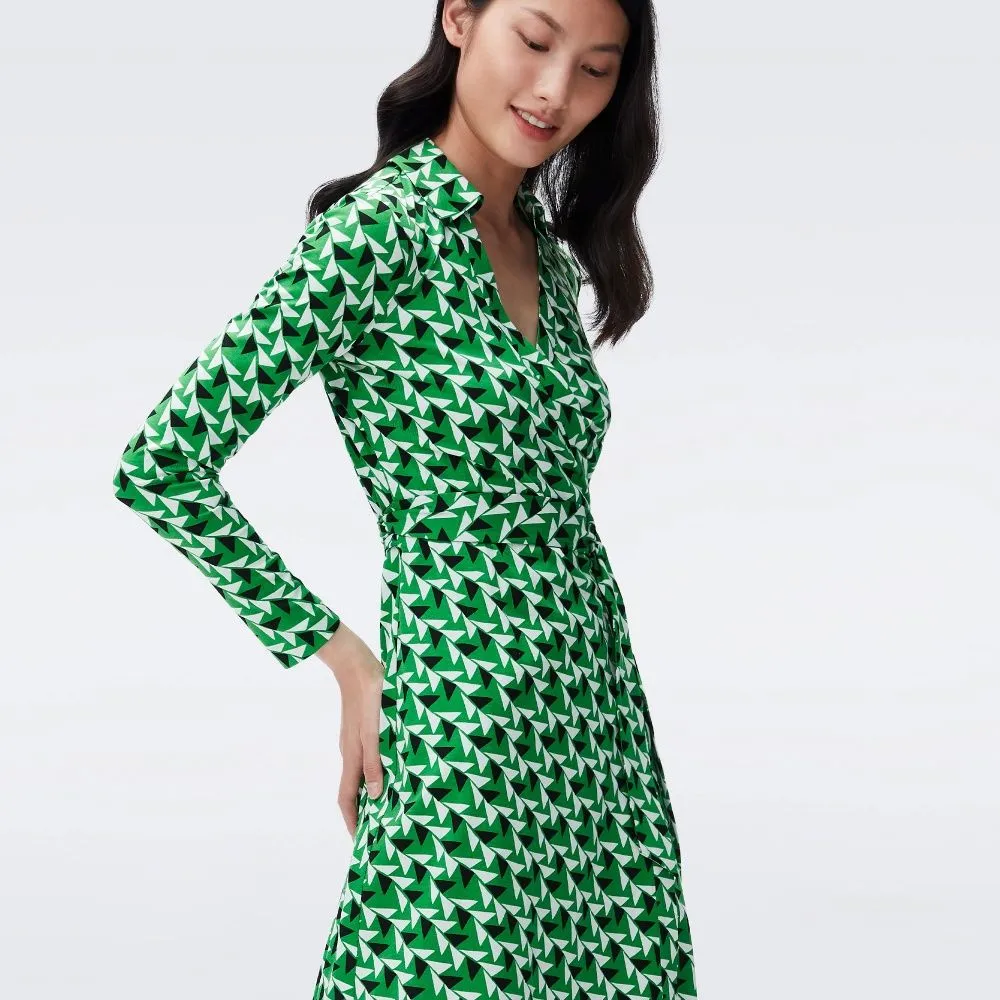 DIANE VON FURSTENBERG DVF NEW JEANNE TWO DRESS SHIFTED WINGS GREEN