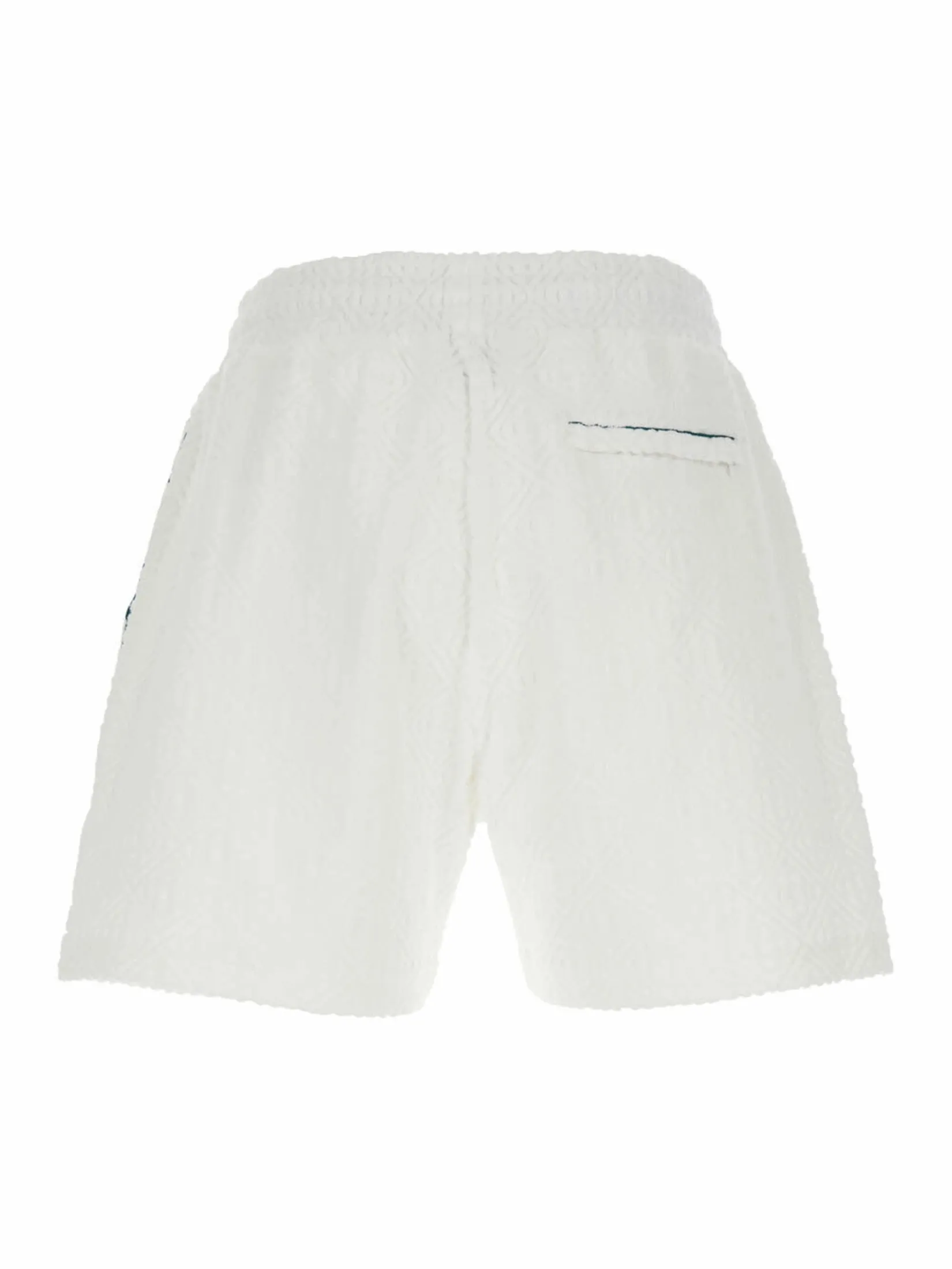 CASABLANCA MENS JACQUARD MONOGRAM TOWELLING TRACK PANTS IN WHITE