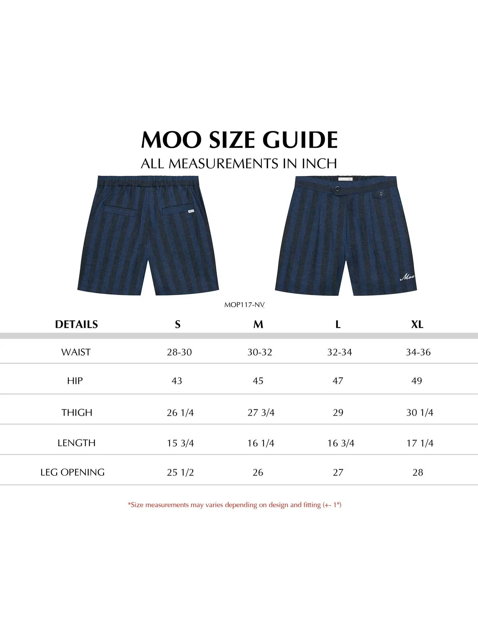 MOO [MOO 5/25] Striped Denim Shorts Navy Blue