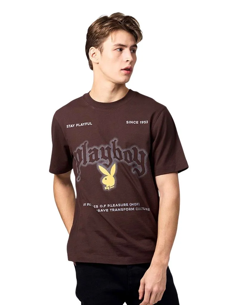 PLAYBOY Men's T-Shirt Colour brown