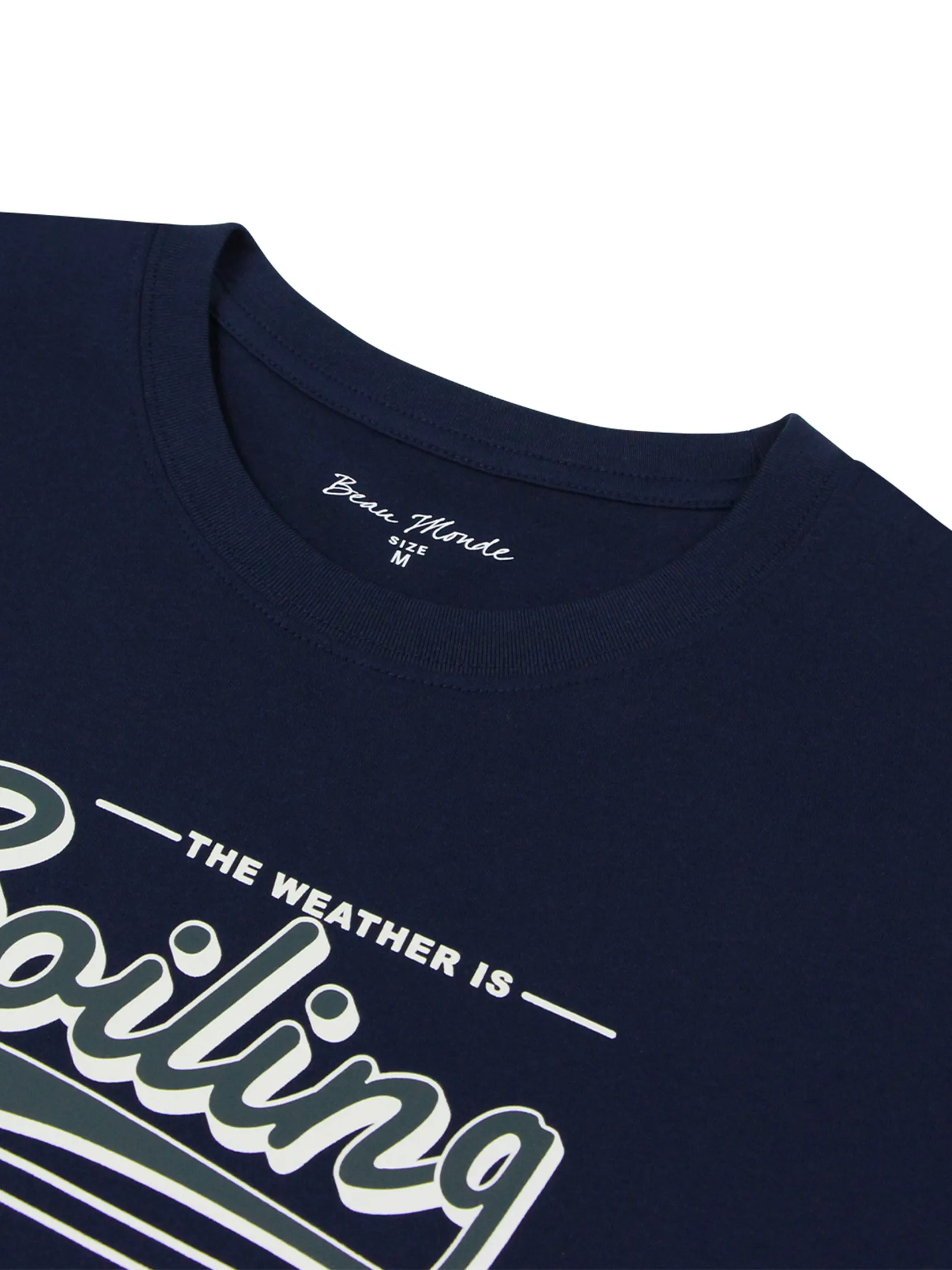 GIORDANO Men s  Online Exclusive Message Jersey Printed T-Shirt Navy Blue