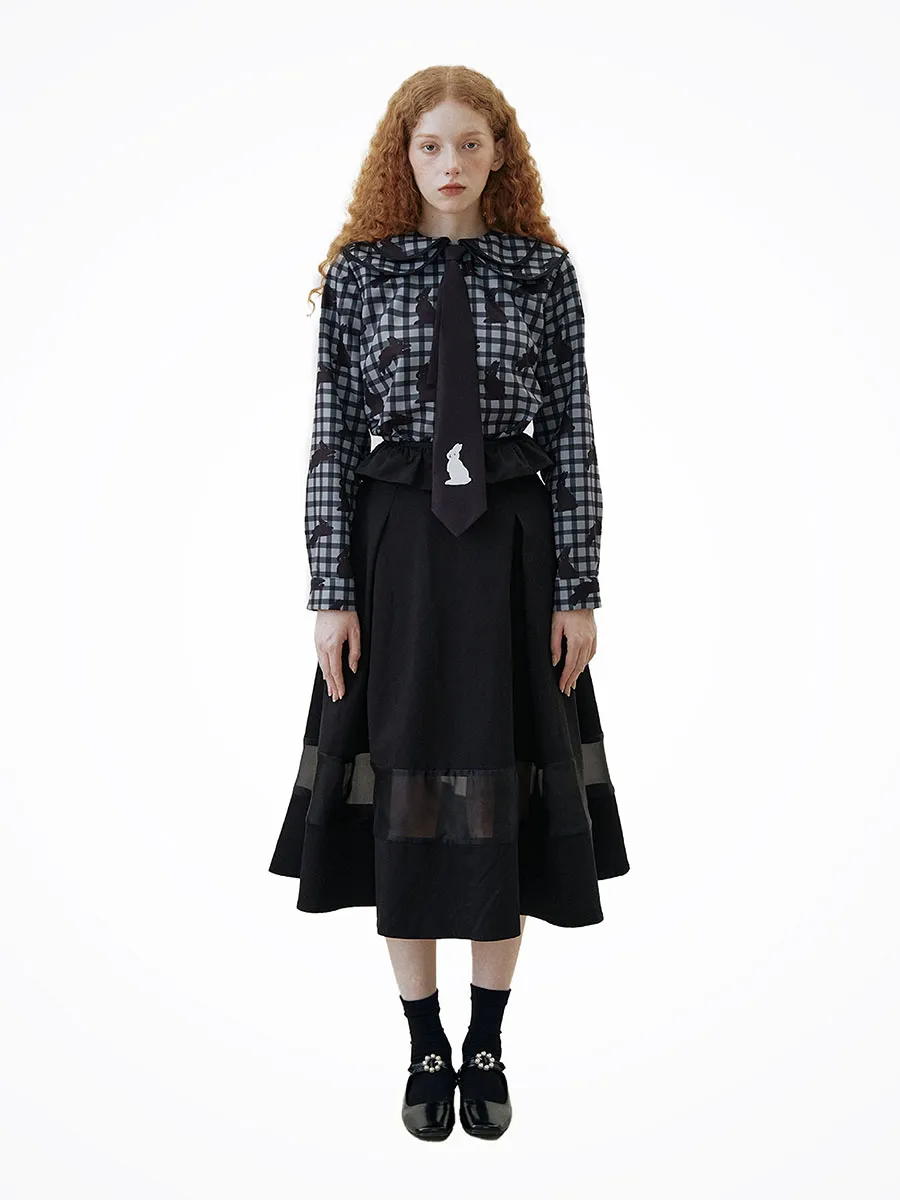 XUNRUO Women Black Top Hare on the Moon