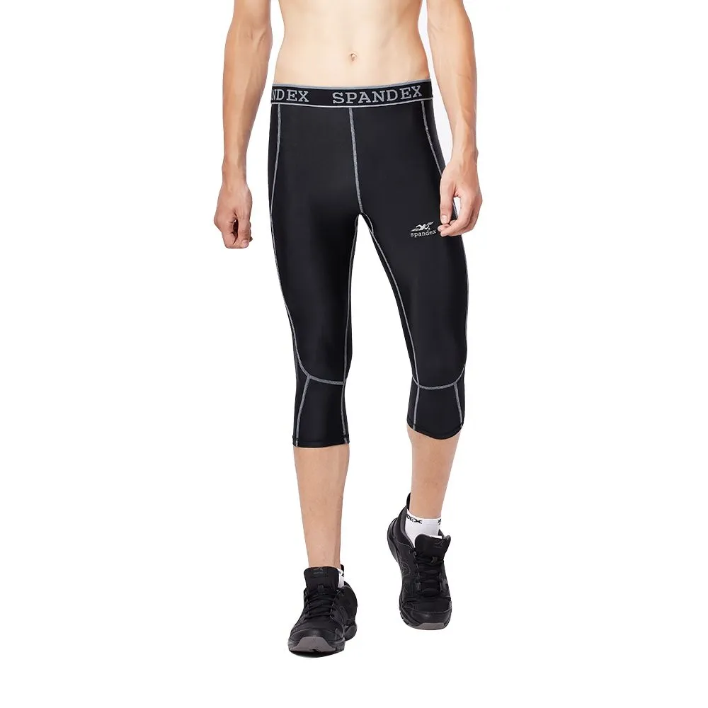 SPANDEX Black/Grey-HP002-Compression 3/4 pants