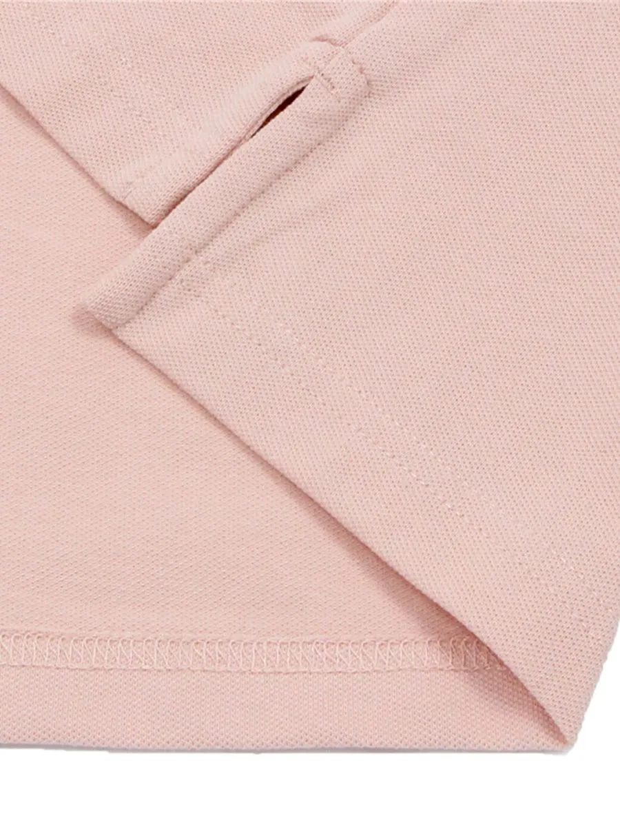 GIORDANO Men's Slim Fit 3D Lion Embroidery Polo Evening Sand Pink