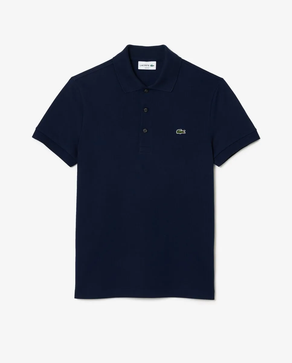 LACOSTE Slim Fit Stretch Piqu  Polo Shirt Navy Blue