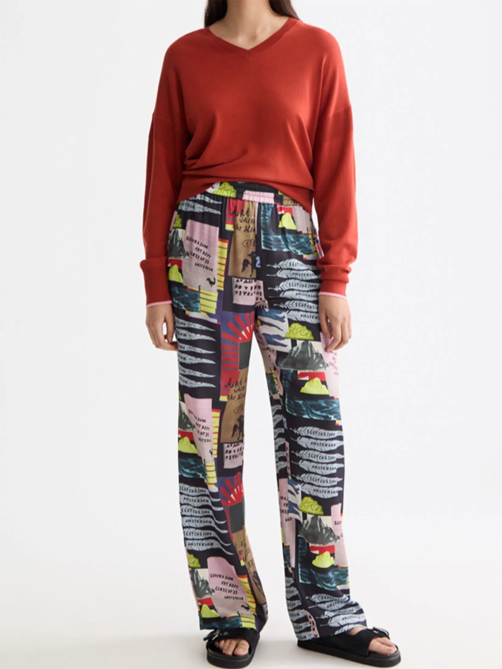 SCOTCH&SODA Women Trousers Gia - Mid Rise Wide Leg Elasticated