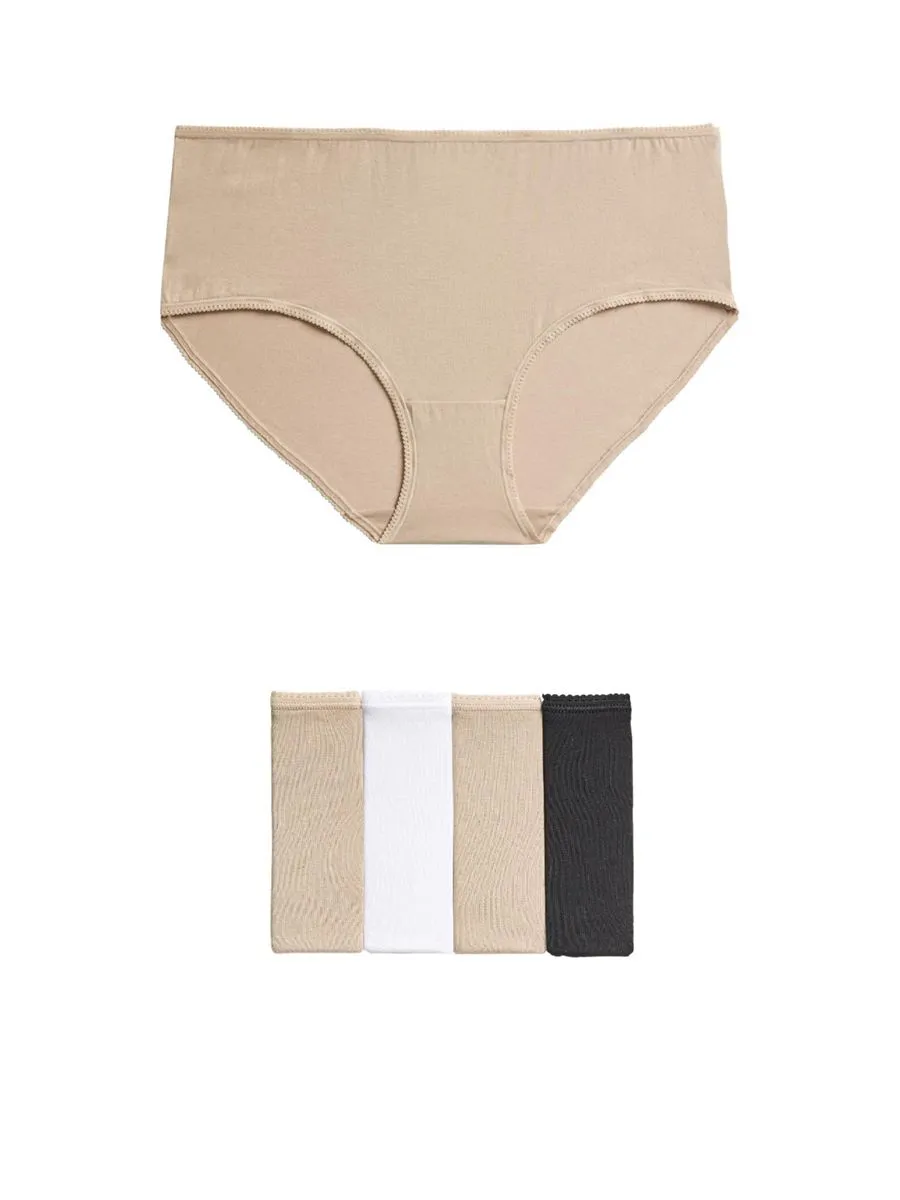 MARKS & SPENCER Women High Rise Shorts Cotton Rich 5pk Multi-Color