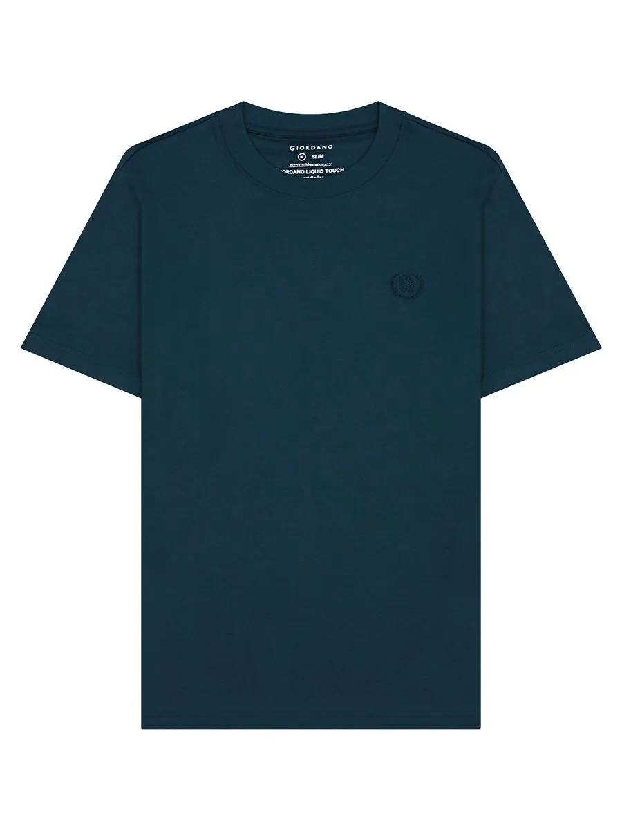 GIORDANO Men's Interlock Embroidery Tee (Liquid Touch)  Emerald green