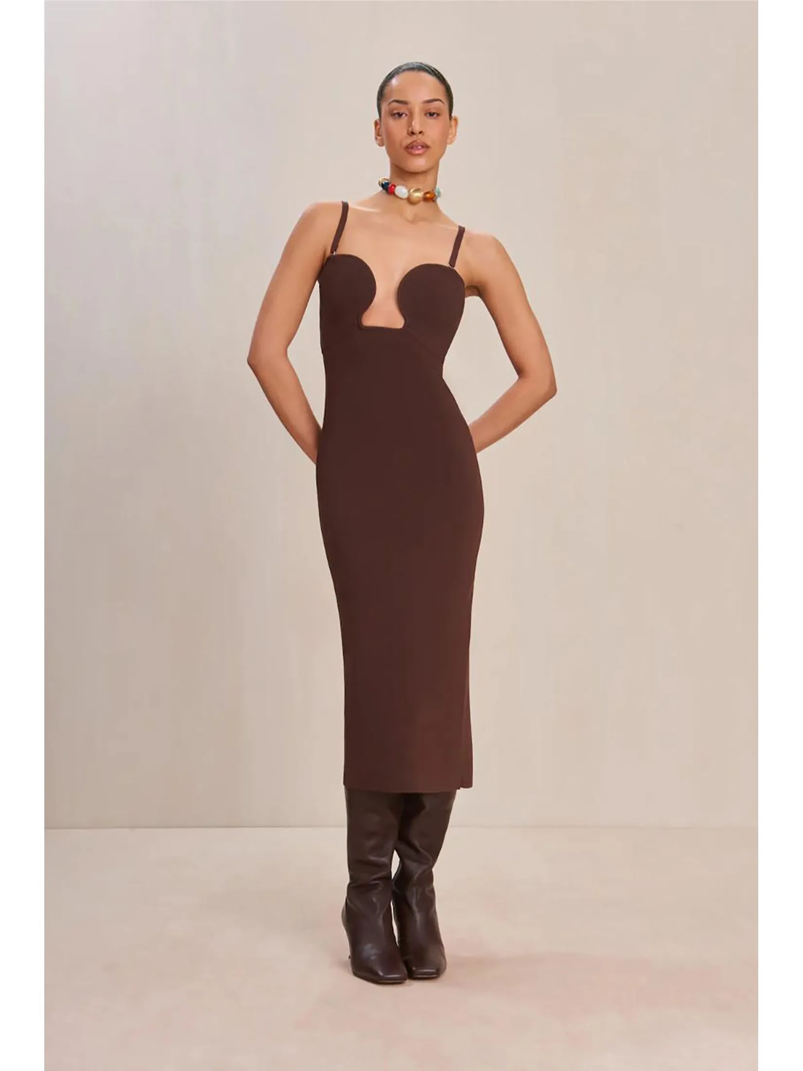 CULT GAIA Women Dress Jenny Knit Brown