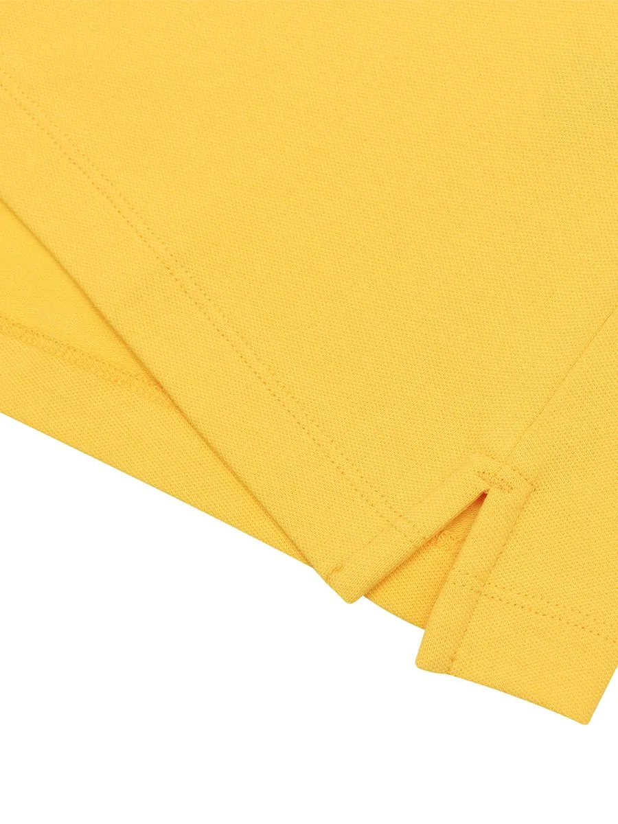 GIORDANO Women's Signature Pique Embroidery Solid Polo Daffodil Yellow