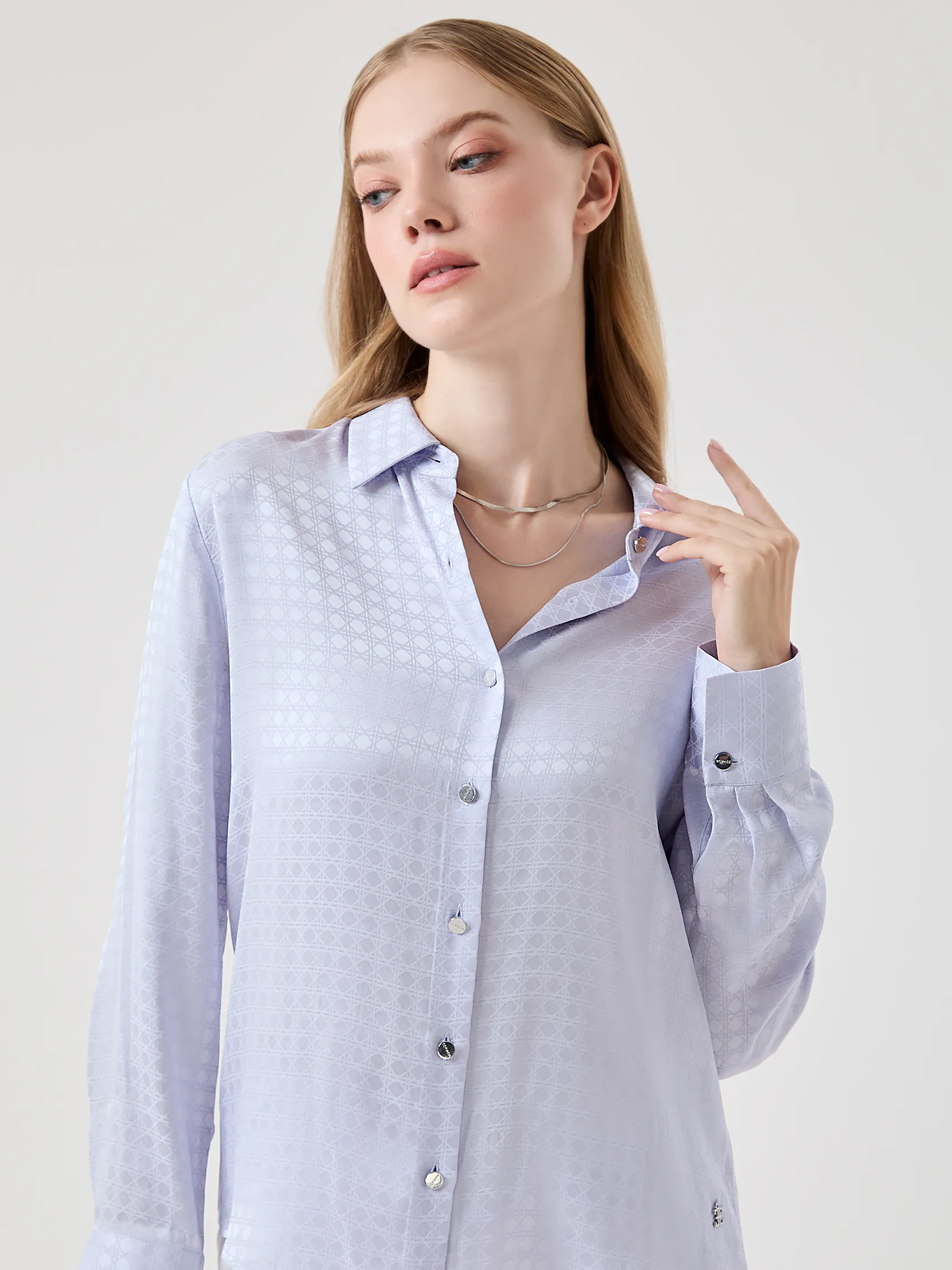 ESPADA Geometric Jacquard Satin Shirt Woman Purple