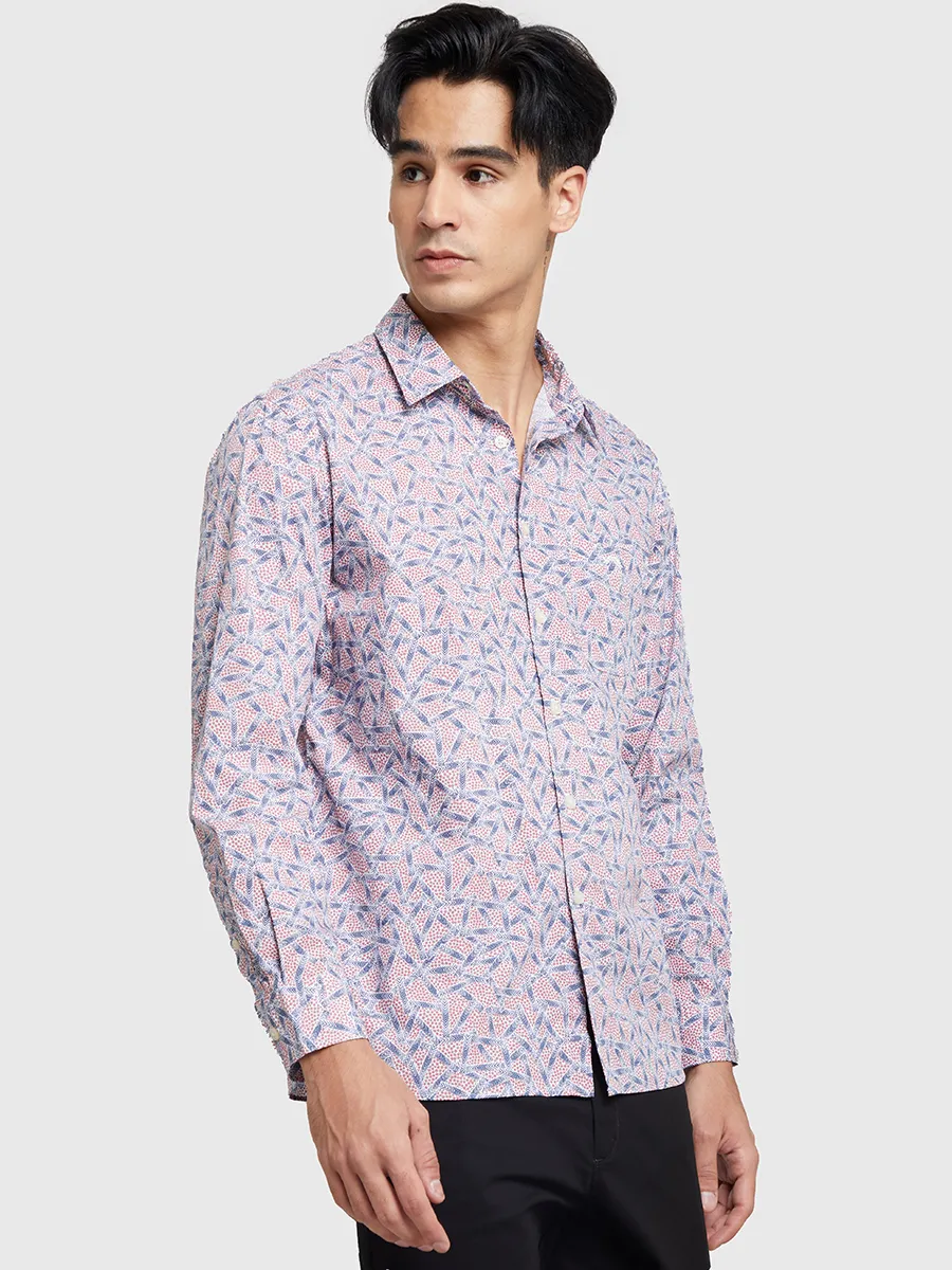 ALUMNUS Men Shirt Long Sleeves Pattern Print Red