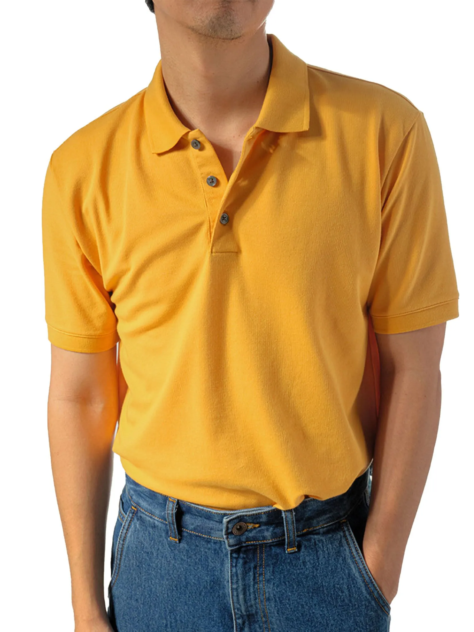 ERA-WON Men's Polo Slim Fit Yellow Size - L
