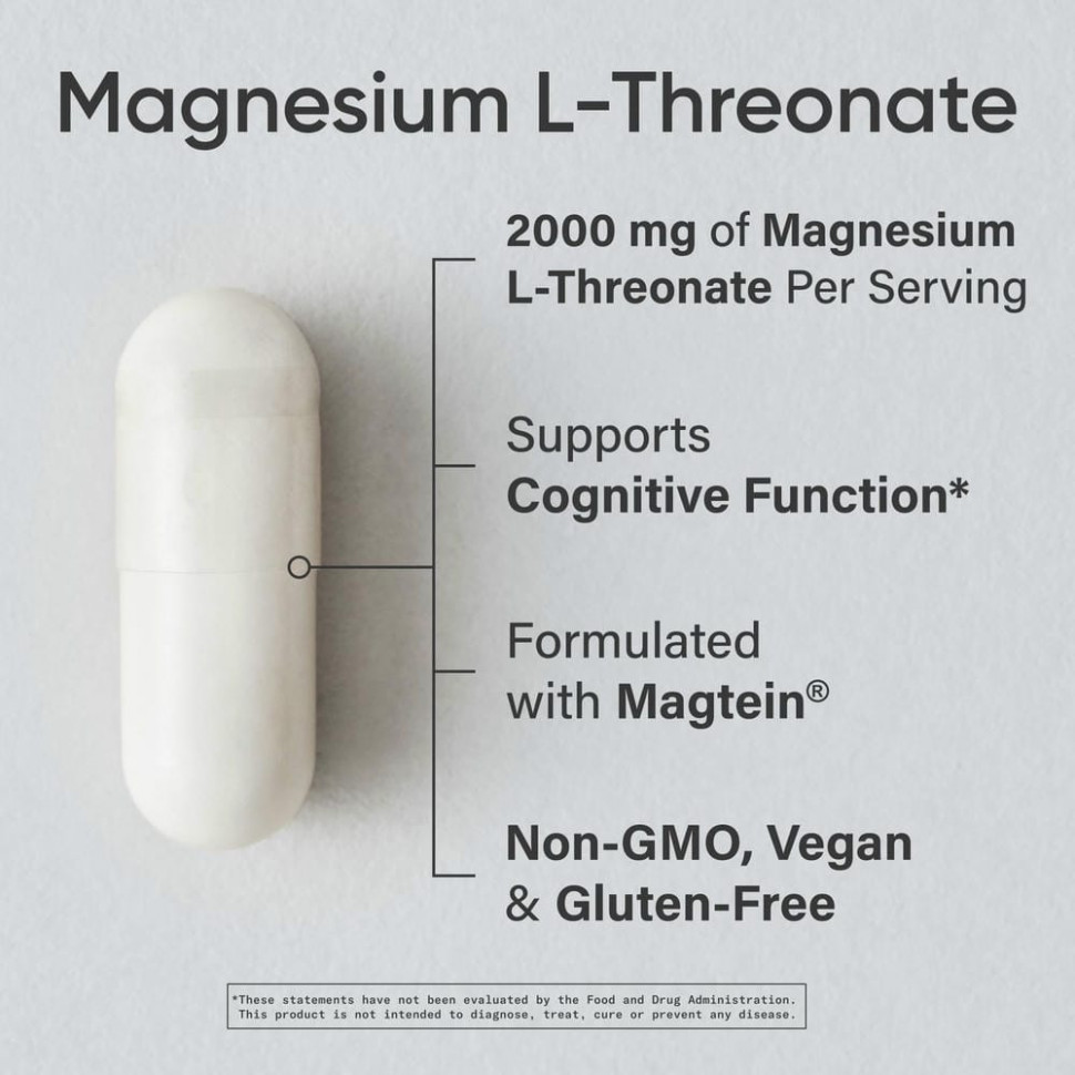 Sports Research, MAG LT, Magtein, 2000 мг, 90 растительных капсул