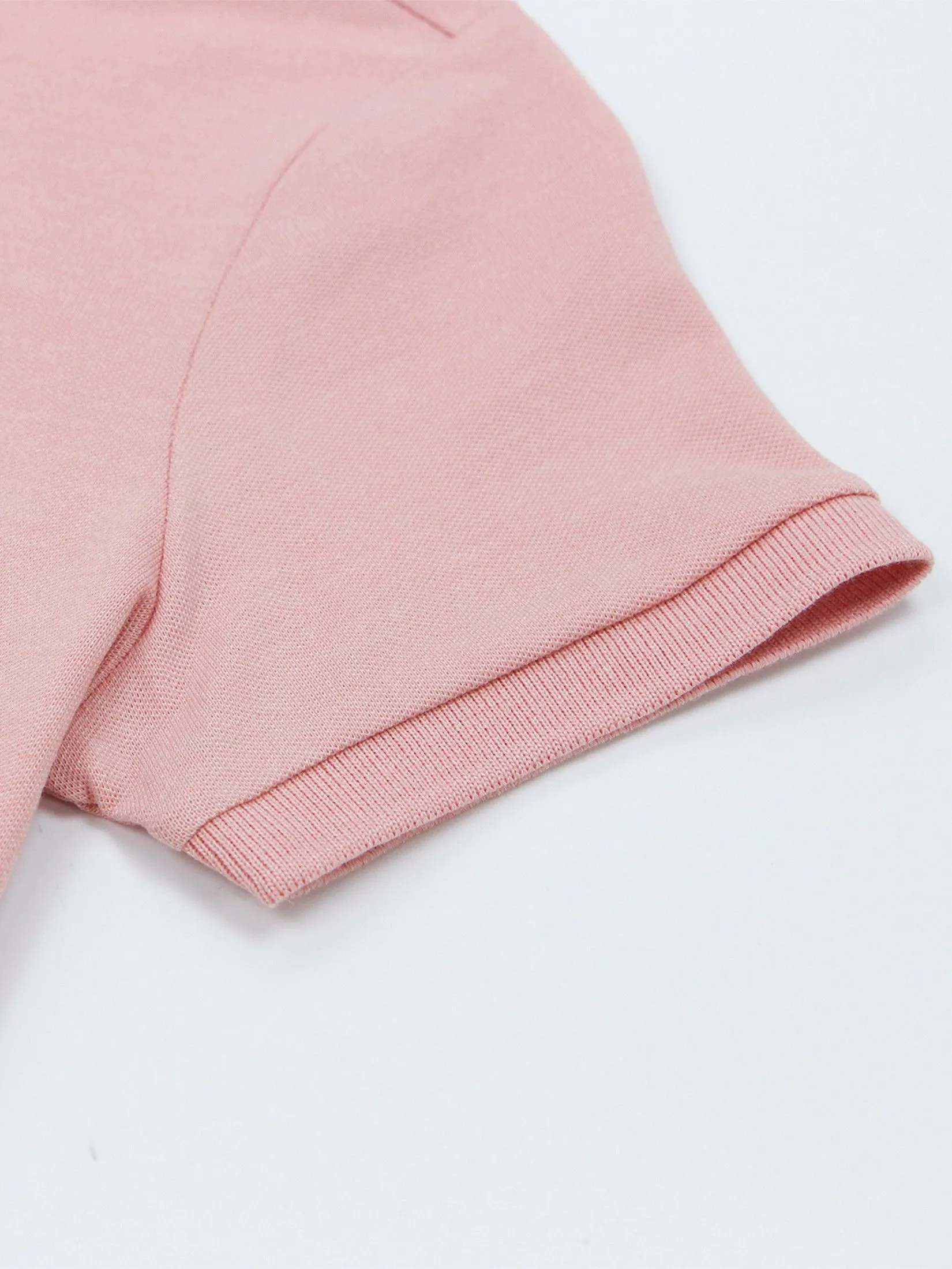 GIORDANO Women's Cotton Lycra Embroidery Polo (3D Lion) Melange Rose Tan