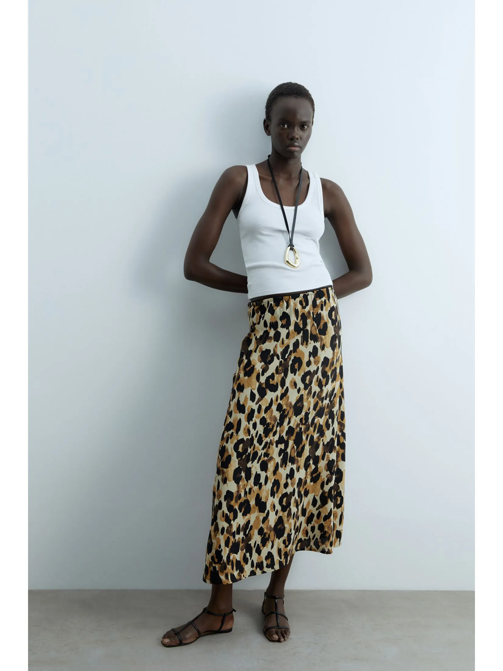 SFERA Women Skirt Printed Midi Dark Brown