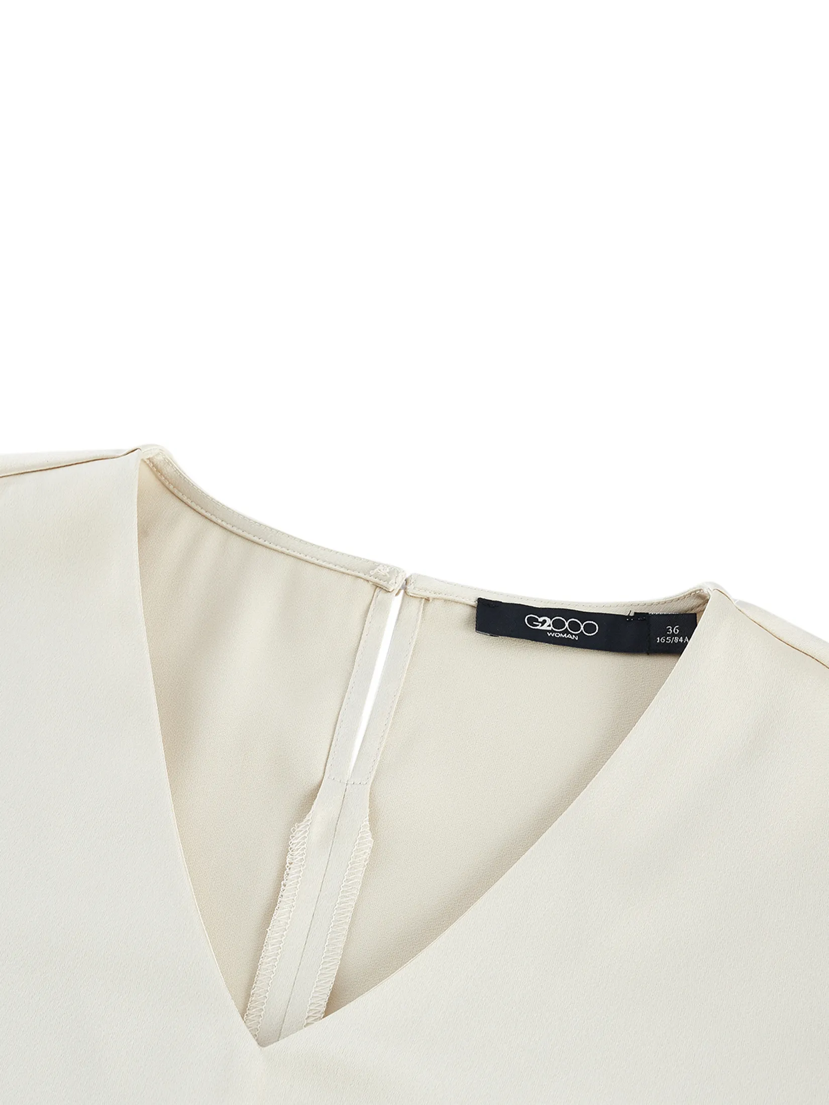G2000 Women Clothing Satin Basic V-Neck Top Regular Fit - Off-White