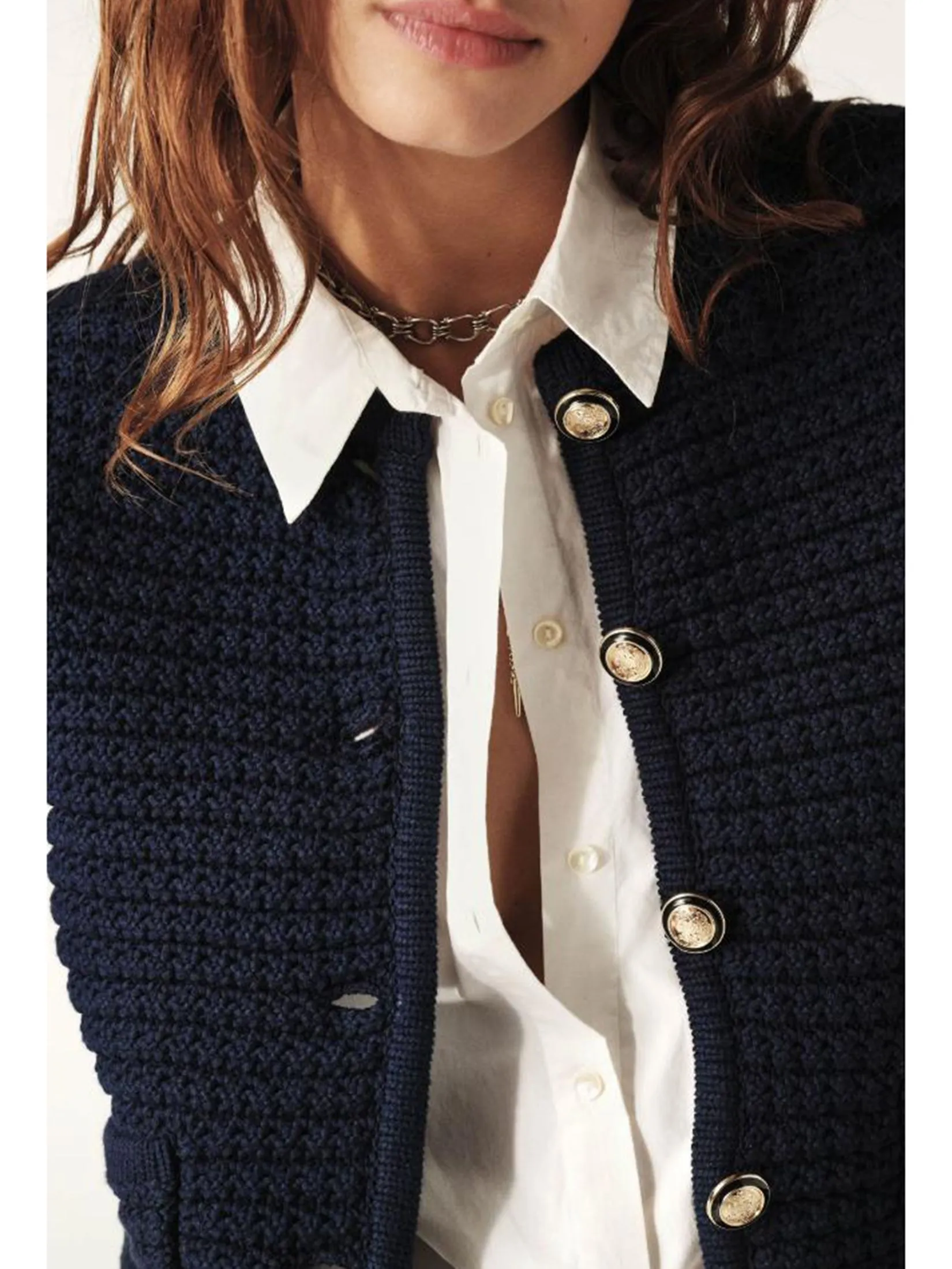 BA&SH Women Cardigan Decorative Knit Navy