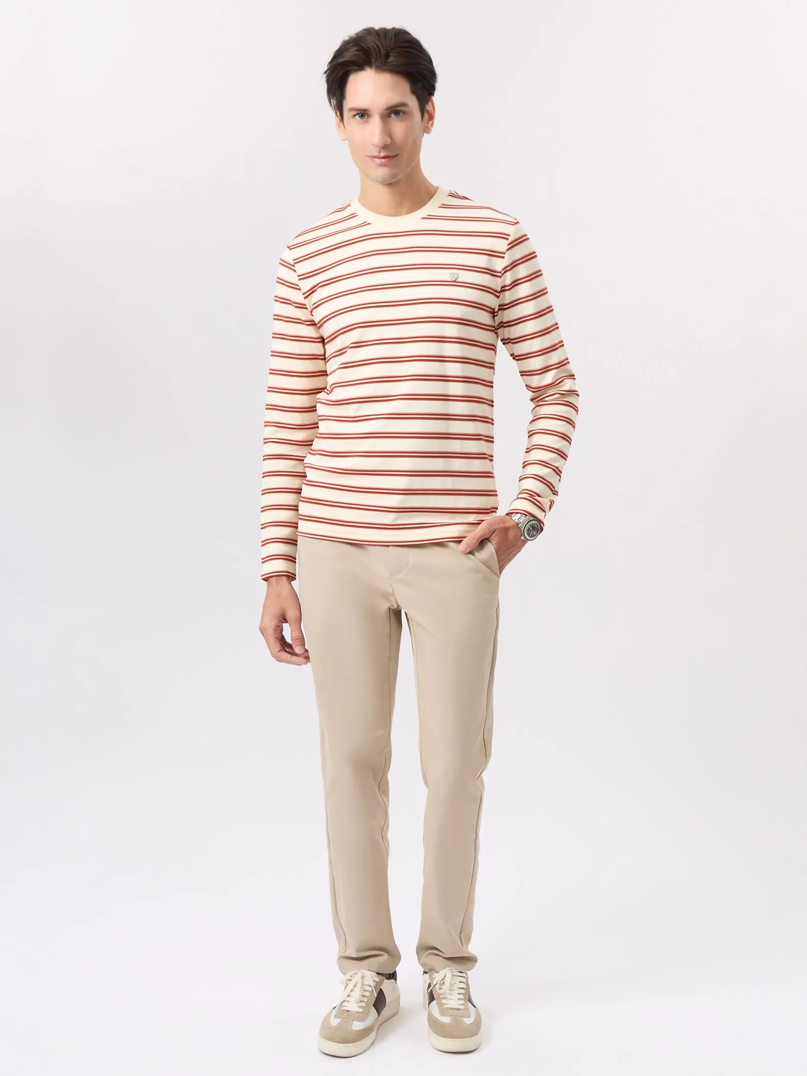 LTD Striped Long-Sleeve T-shirt Men Yellow