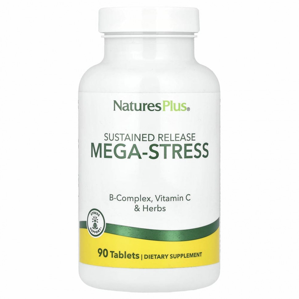 NaturesPlus, Mega-Stress, длительное высвобождение, 90 таблеток