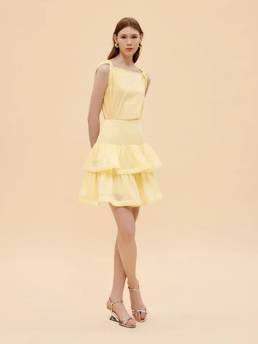 ASV ( SS24 )Brittany Women Mini Ruffled Skirt Yellow