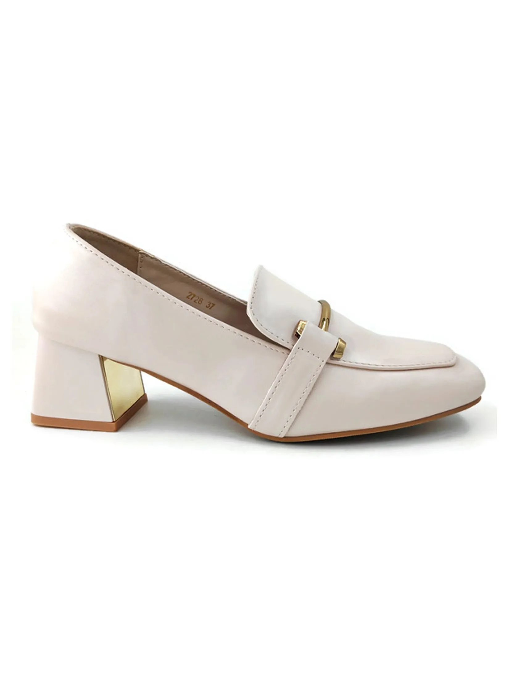 KLIN Woman Blocked Heels Loafer Ivory