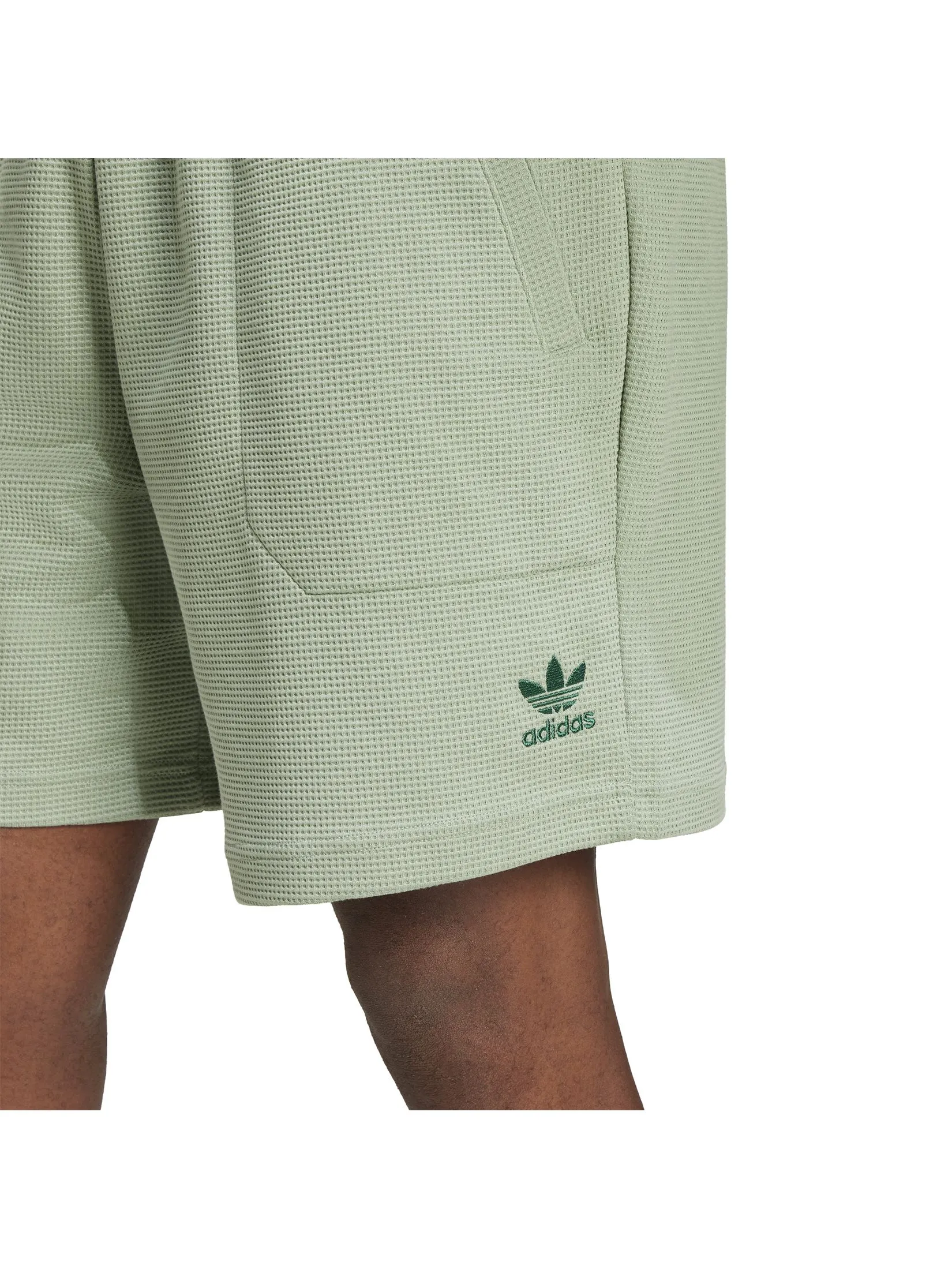 ADIDAS Men Shorts Essentials Trefoil Waffle Silver Green