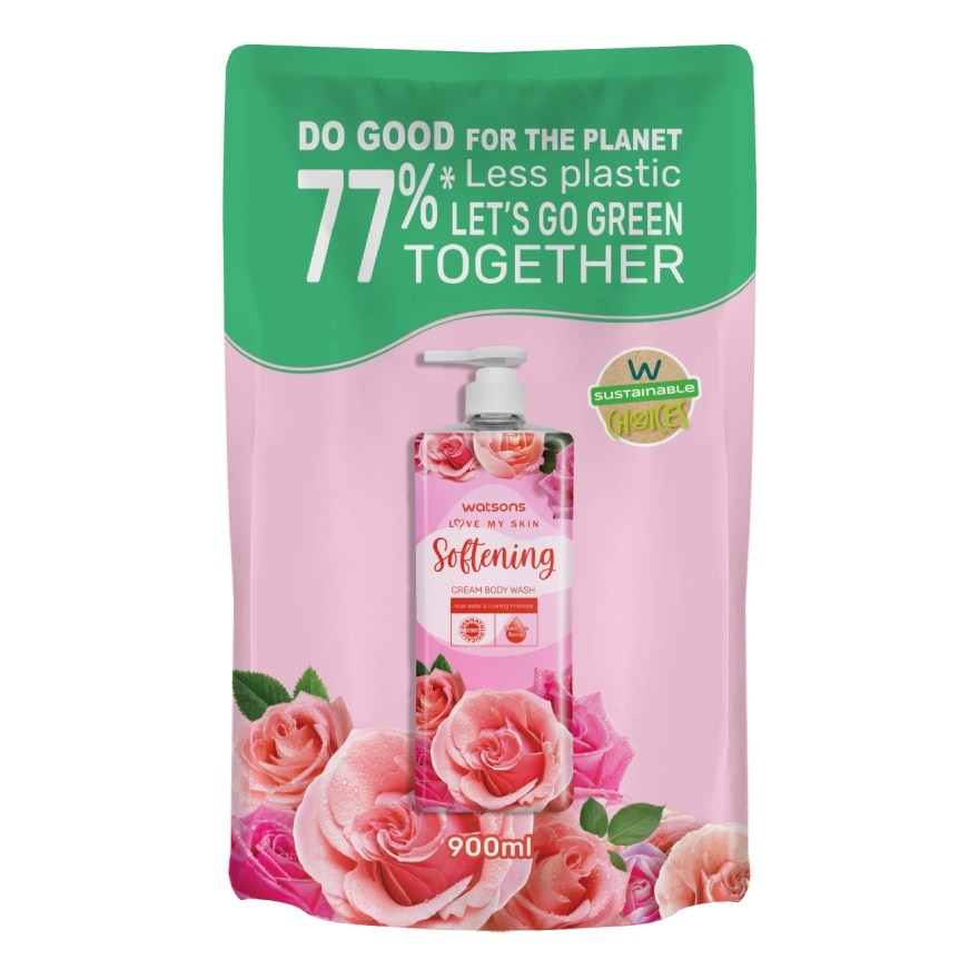 Watsons Love My Skin Softening Cream Body Wash 900ml (Refill)