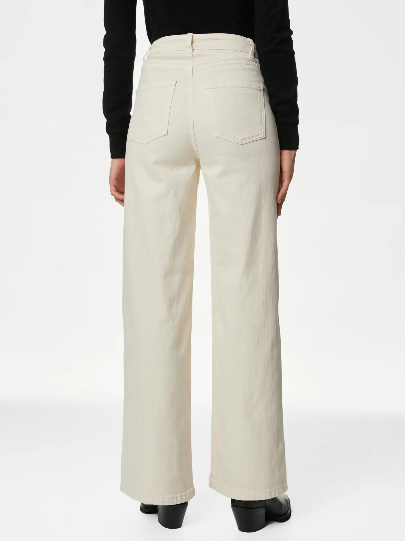 MARKS & SPENCER Women Jeans The Wide Leg Ecru