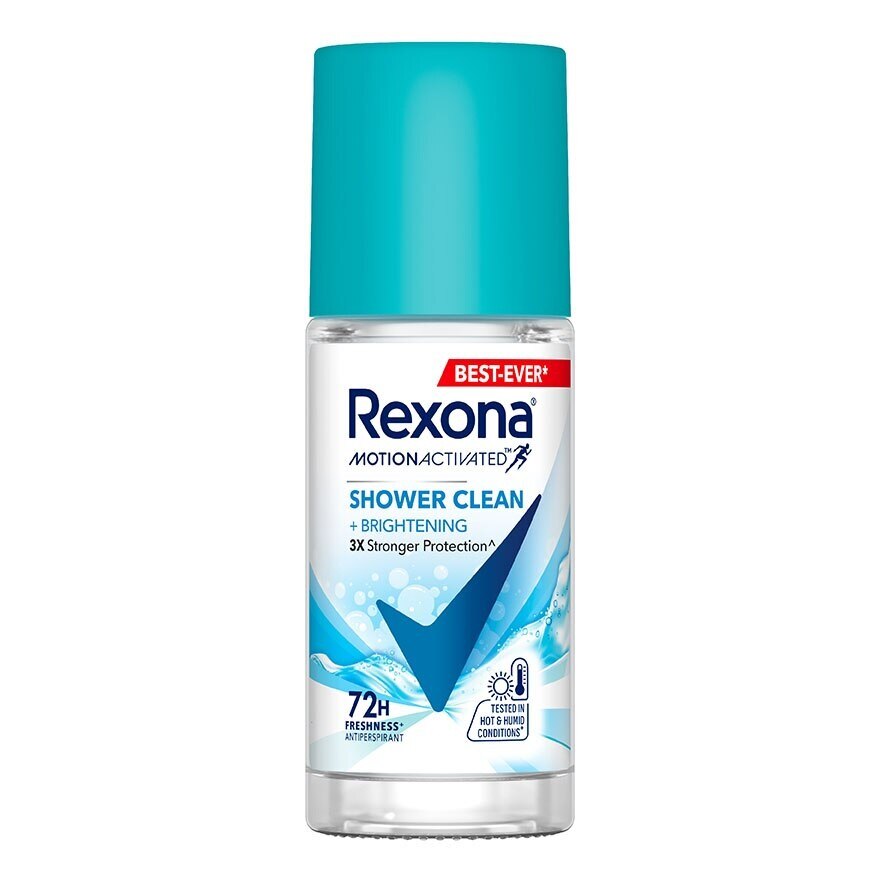 Rexona Roll On Shower Clean + Brightening Antiperspirant 45 Ml. โรลออน ลดเหงื่อ ระงับ