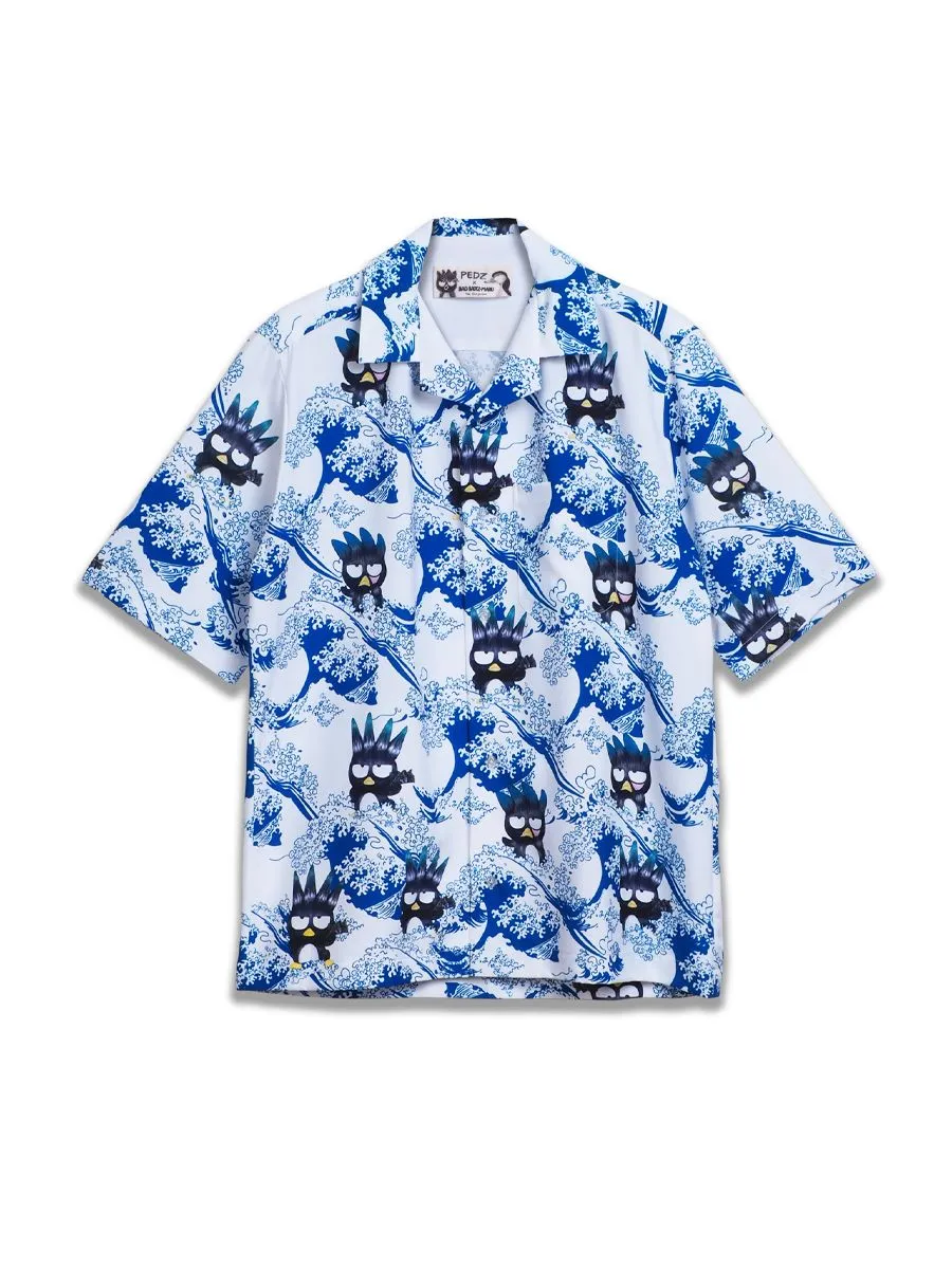 PEDZ MEN HAWAII SHIRT SHORT SLEEVES PRINTED THE GREAT WAVE WHITE