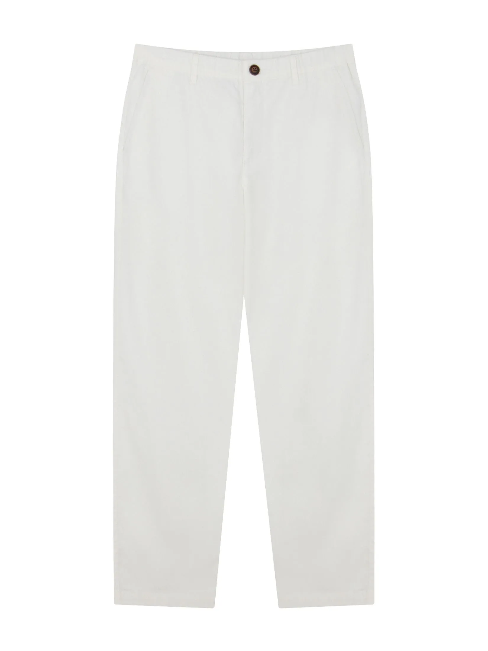 GIORDANO Men's Slim Taper Linen Khaki Pants White